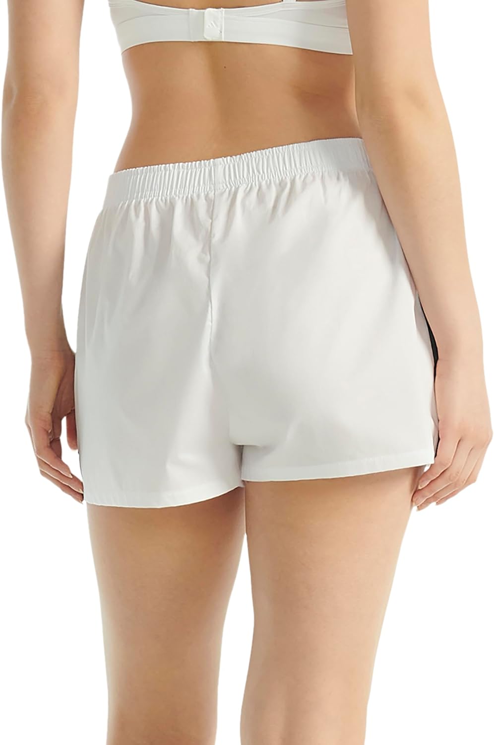 adidas Womens 3 Stripes Active Essentials Cotton Boxer Short Bottom, White, Small - Image 2