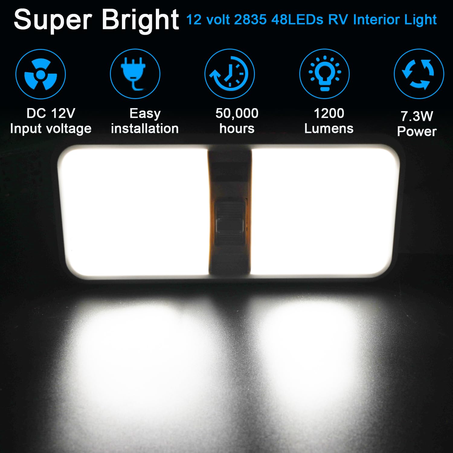 12V Led RV Ceiling 1100 Lumen Double Dome Light | Frosted RV Interior Lighting Fixture For RV