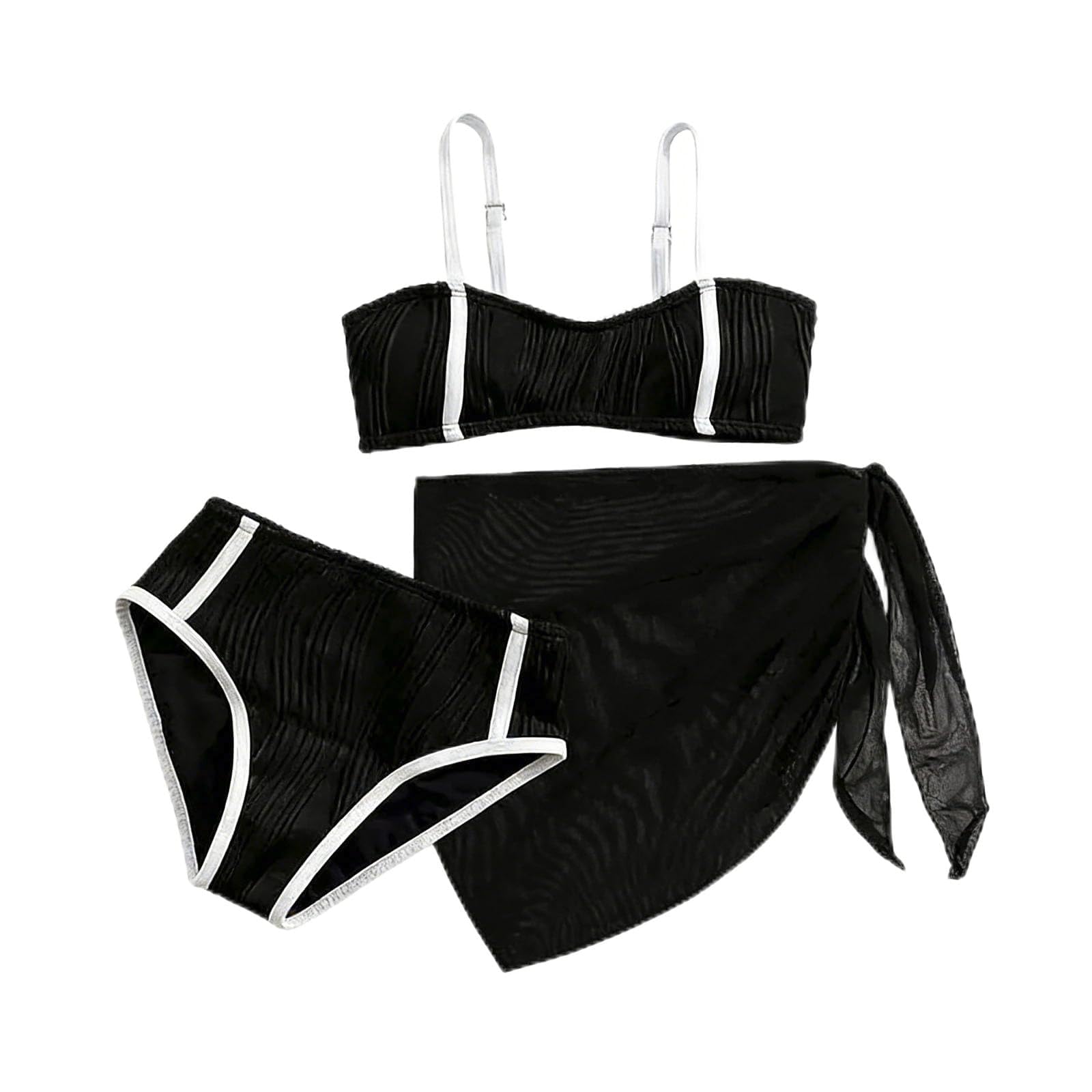 Generisch Bikini para adolescentes y niñas, traje de baño de dos piezas para niñas, tankini monocolor con protector de sarga y bañador a juego para playa y piscina en verano
