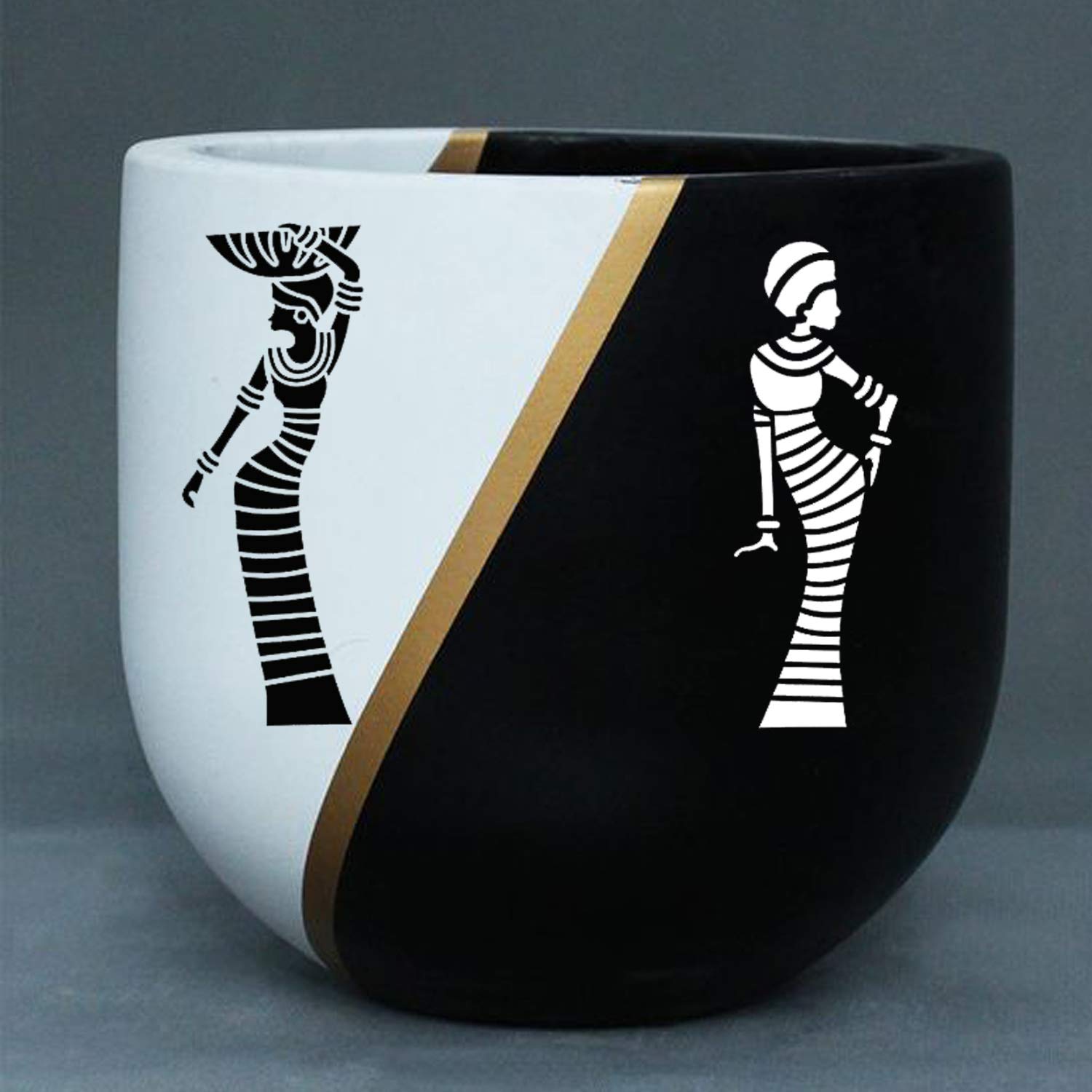 CrafTreat Reusable Tribal Stencils for Painting on Wood, Wall, Tile, Canvas, Paper, Fabric and Floor - African Models 1 and African Models 2-2 Pcs - 6x6 Inches Each - DIY Art and Craft Stencils