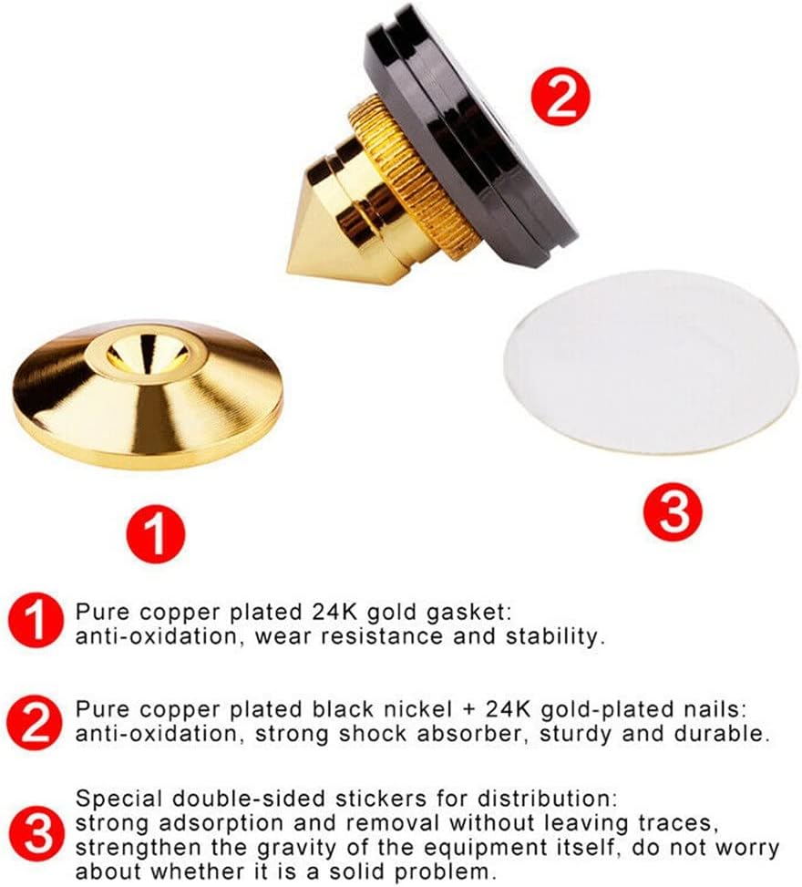 FZZDP 4 Sets Golden Speaker Spikes Subwoofer CD Audio Amplifier Turntable Isolation Stand Feet Loudspeaker Box Nails Cone : Electronics