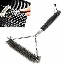 Escova para Limpeza de Grelhas Churrasqueiras Inox Escova de Aço Inoxidável Premium com Cabo Ergonômico, Ideal para Limpar Grelhas e Churrasqueiras sem Esforço