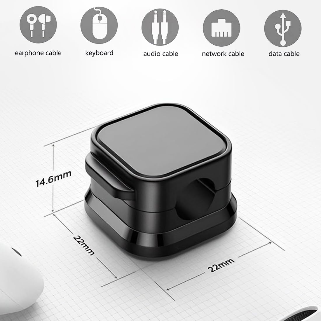 RexezGuardz Pack of 6 Cable Holder, Cable Organiser, Cable Holder's, Self-Adhesive, Magnetic Cable's Holder, Cable Attachment, Cable Holder for Wall, USB, Audio Cable's, Charging Cable, Bedside Table 4