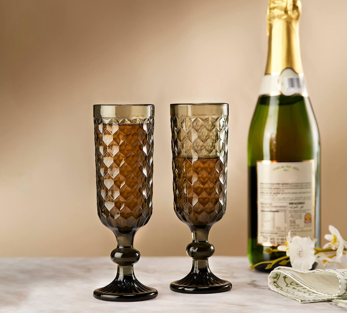 India Circus by Krsnaa Mehta Marengo Embossed for Red & White Wine, Champagne, Water, Juice, Mocktails & Cocktails Glasses | Ideal for Gifting, Set of 2 (150ml Each)
