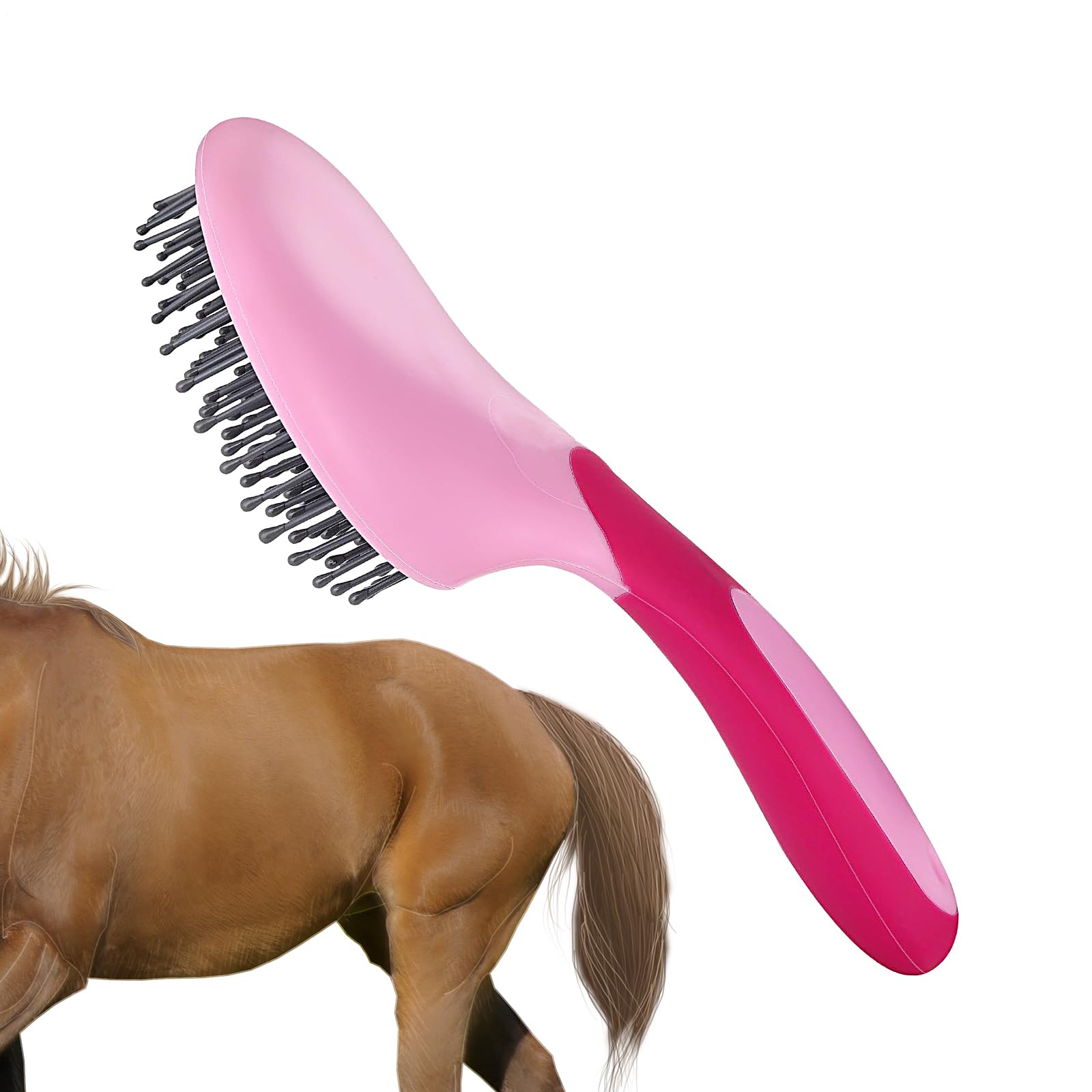Horse Mane And Tail Brush, Horse Grooming Brush With Non-slip Handle, Professional Mane And Tail Brushs With Humanized Handle, Shedding Brushs For Horse