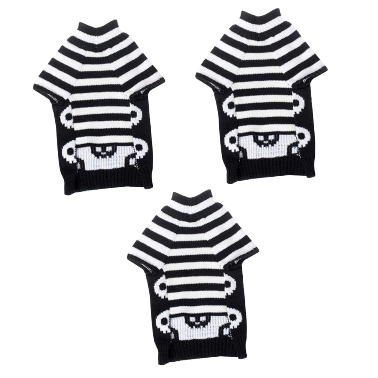 Housoutil 3 Pz Costume Nero Cappotto Invernale per Cani Felpa Nera Vestiti per Cani Maglione Haloween per Animali Domestici Maglione Invernale per Cani Scheletro Vestiti del Cane Vestire