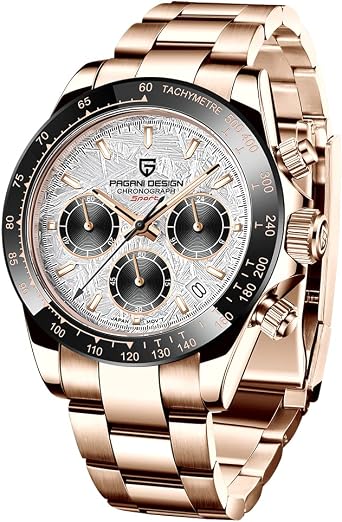 Pagani Design 1644 Men's Classic Chronograph Watches Japan VK63 Movement Panda Dial Ceramic Bezel Stainless Steel Men Fashion Sport Waterproof Quartz Watch