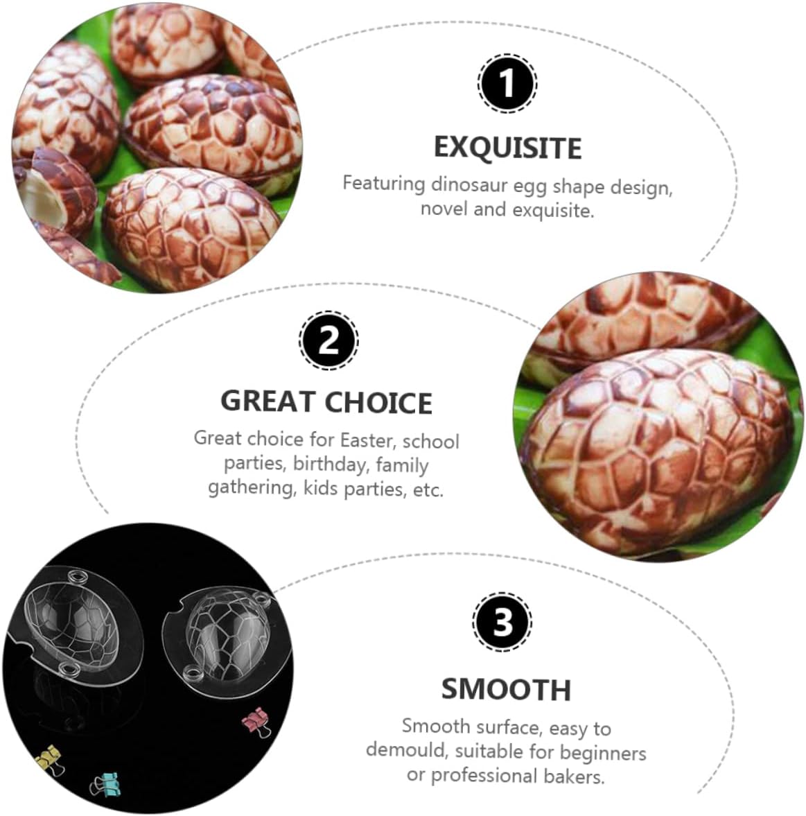 PRETYZOOM 8pcs Dinosaur Chocolate Mold Easter Baking Molds for Cookies and Treats for Desserts for Family Gatherings and Boys and Girls Parties