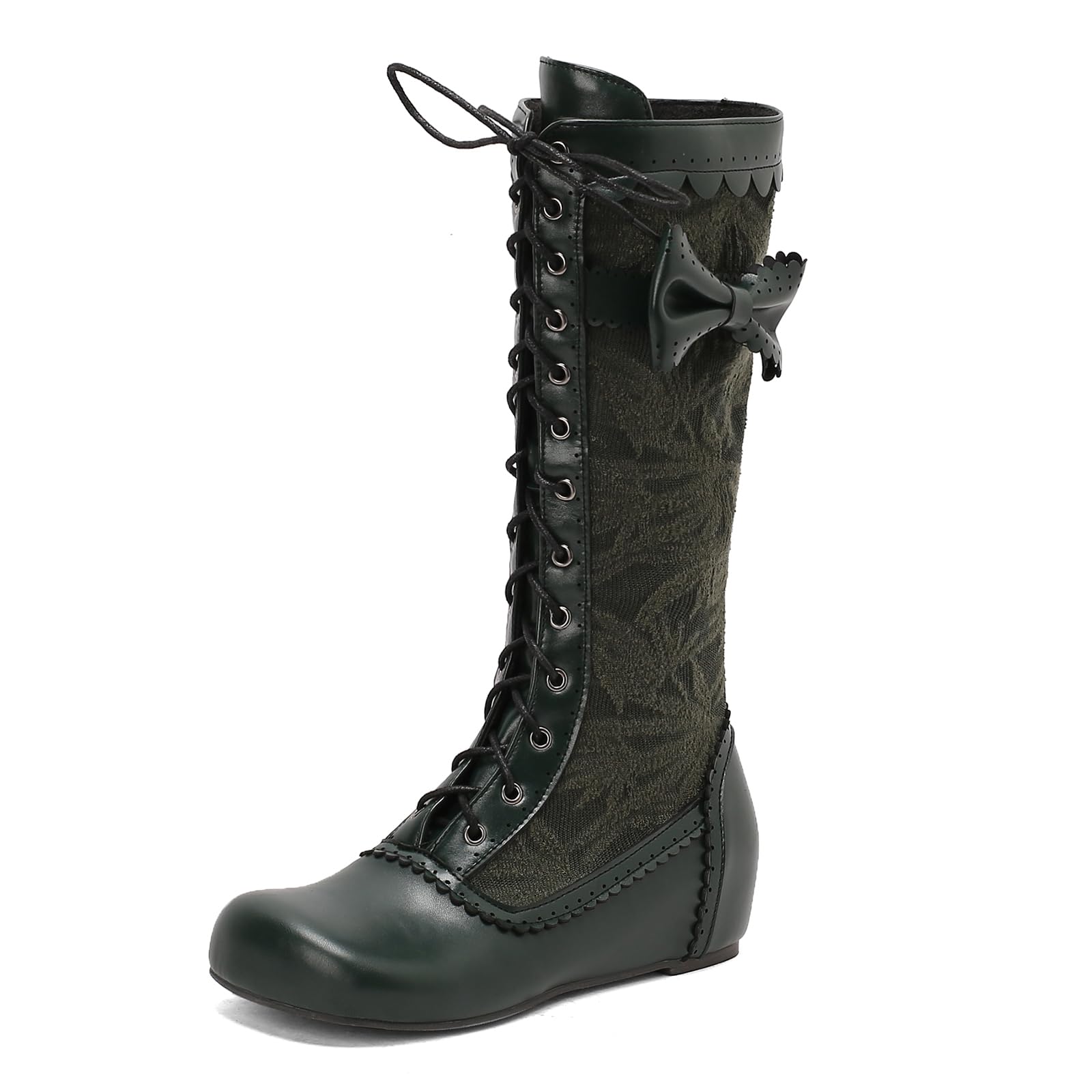Diuniarza Lace Uo Knee High Boots Womens Warm Wedge Boots