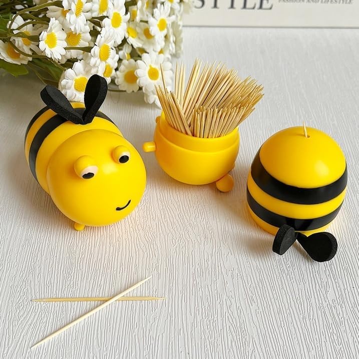 1PC Cute Bee Shaped Toothpick Holder, Creative & Adorable Toothpick Dispenser for Home, Living Room, Desktop - Portable & Stylish