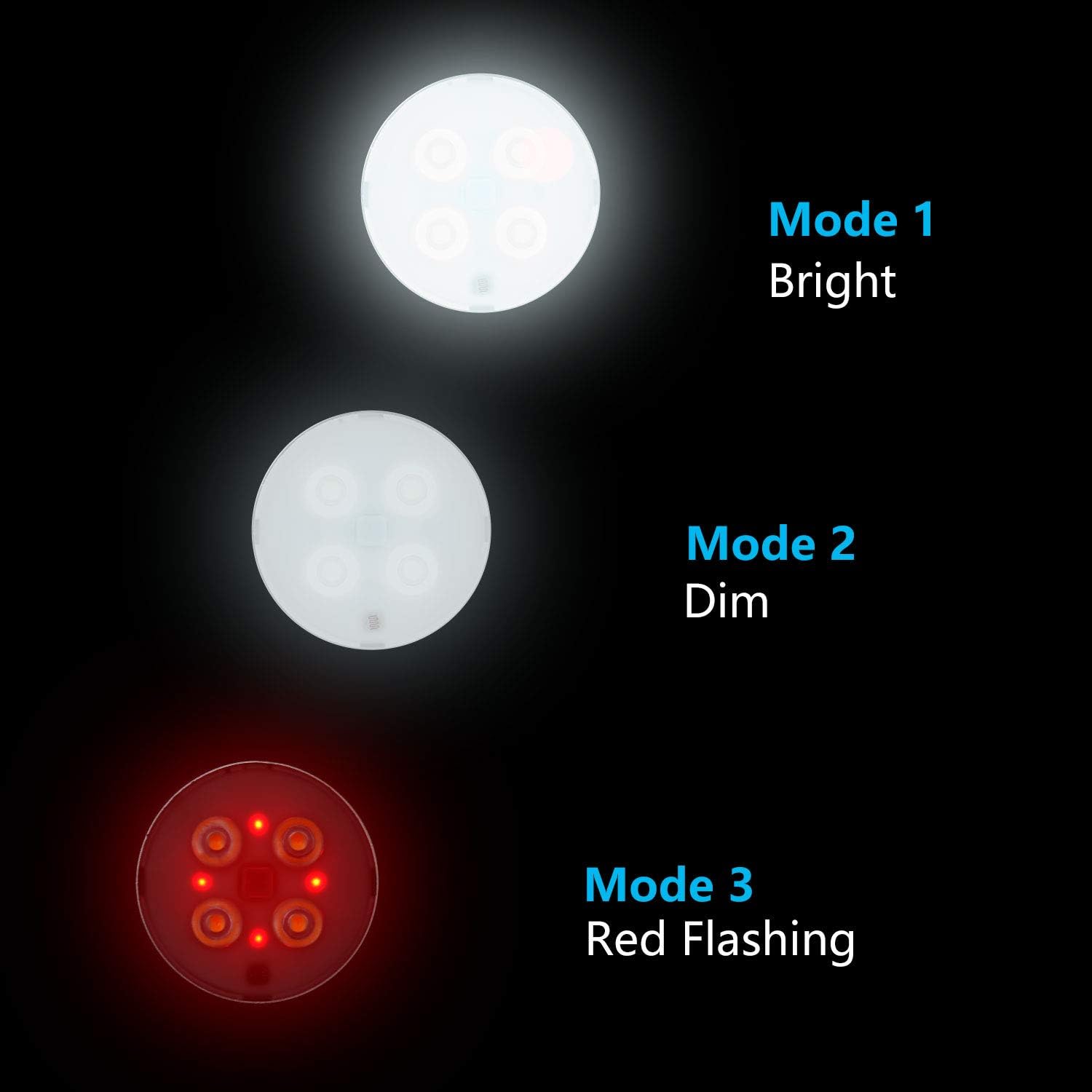 Daffodil Rechargeable Motion Sensing LED Night Light for Closet, Safe Lights for Hallway, Bathroom, Bedroom, Kitchen, etc(Round/Black),Pack of 2