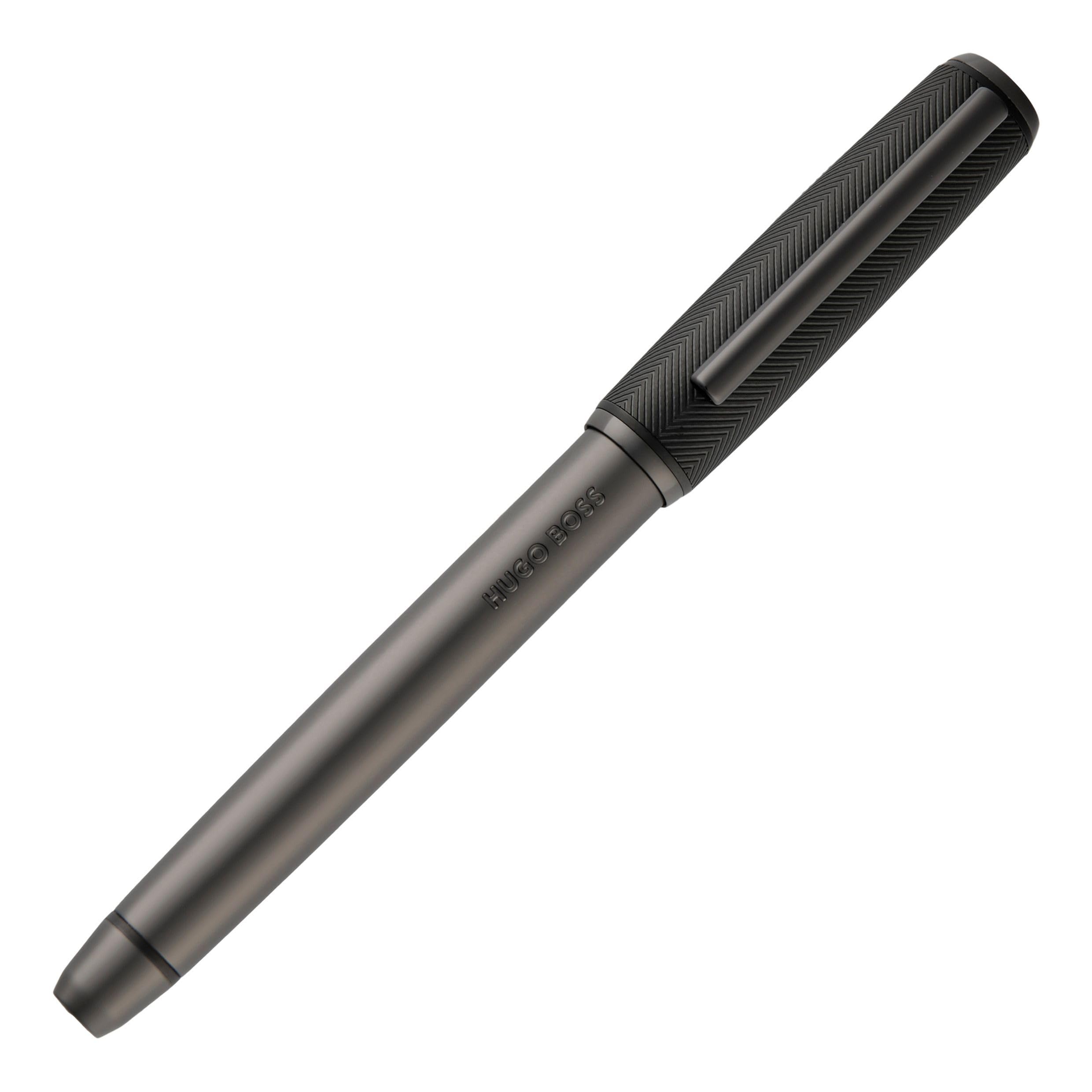 BOSS HUGO Pace Stylo roller – Stylo roller élégant en laiton mat – Stylo design de qualité supérieure avec boîte cadeau (HSL5655) (noir)
