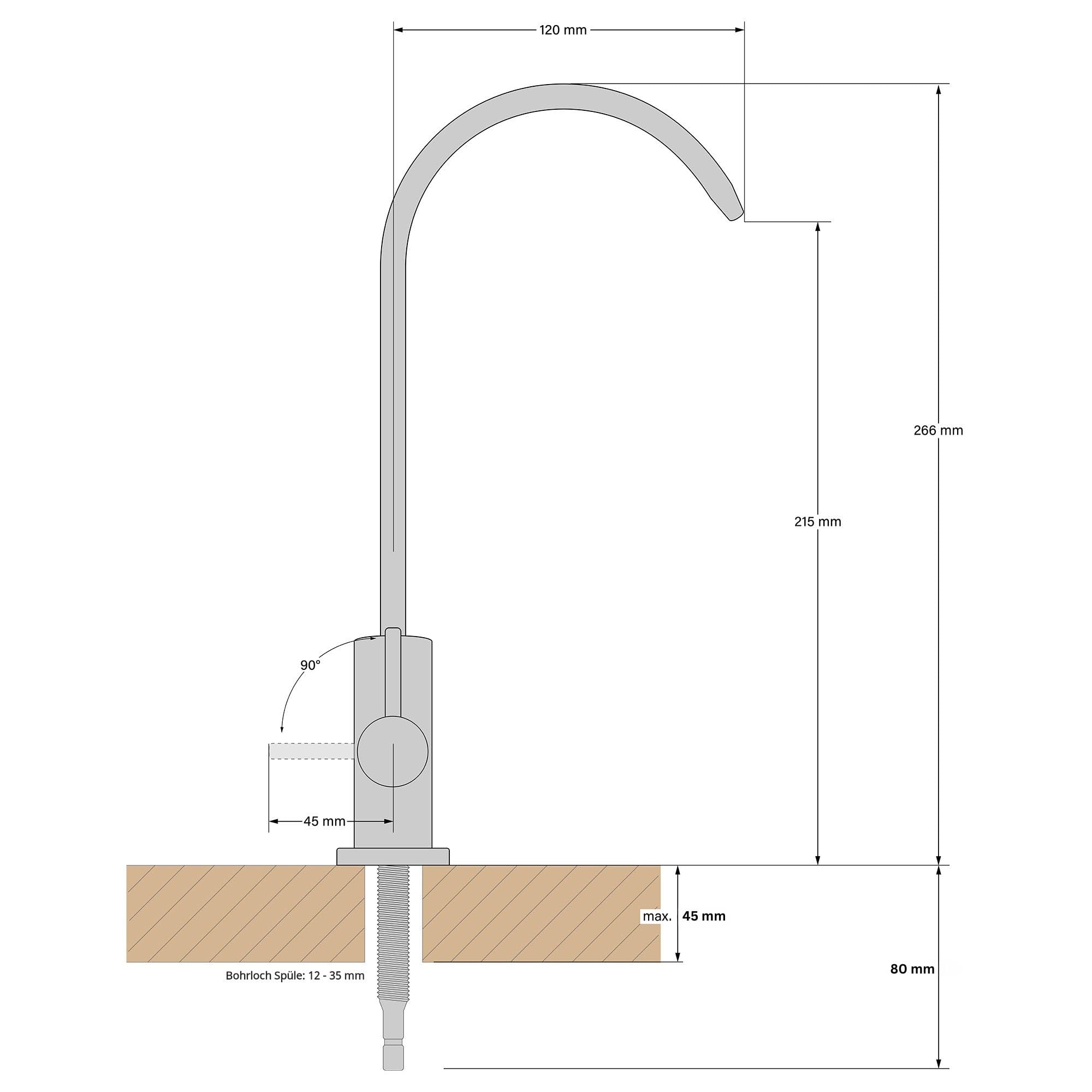 Neues Wasser Group Grifo de ósmosis monodireccional Sofia, acero inoxidable macizo 304 con acabado cepillado, caño giratorio de 360°, grifo de cocina unidireccional giratorio para filtro de agua