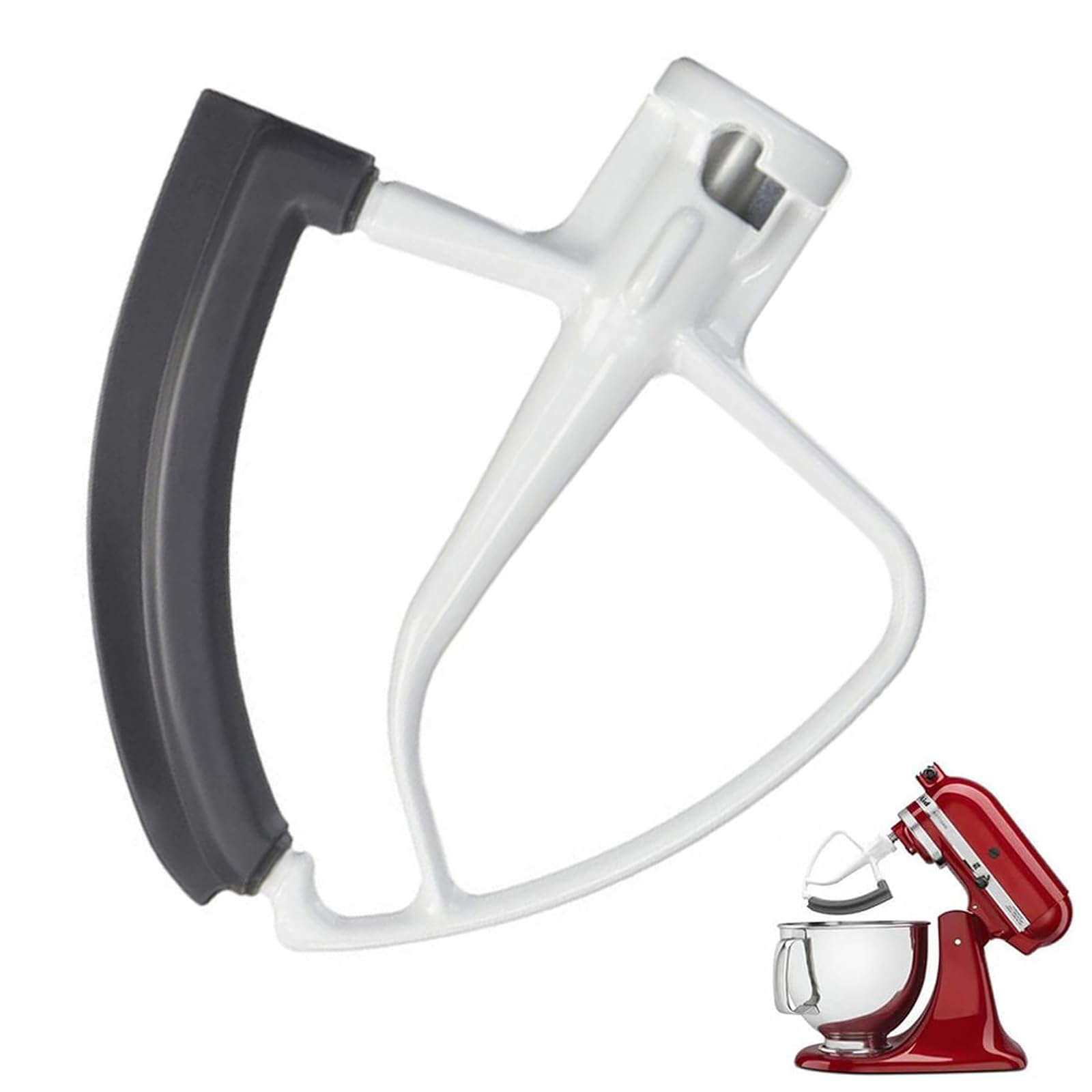 Flex Edge mieszadło do miksera KitchenAid, elastyczne mieszadło płaskie z silikonowymi krawędziami, akcesoria KitchenAid do misek o pojemności 4,5-5 kwart, metalowa nasadka pomocnicza kuchenna