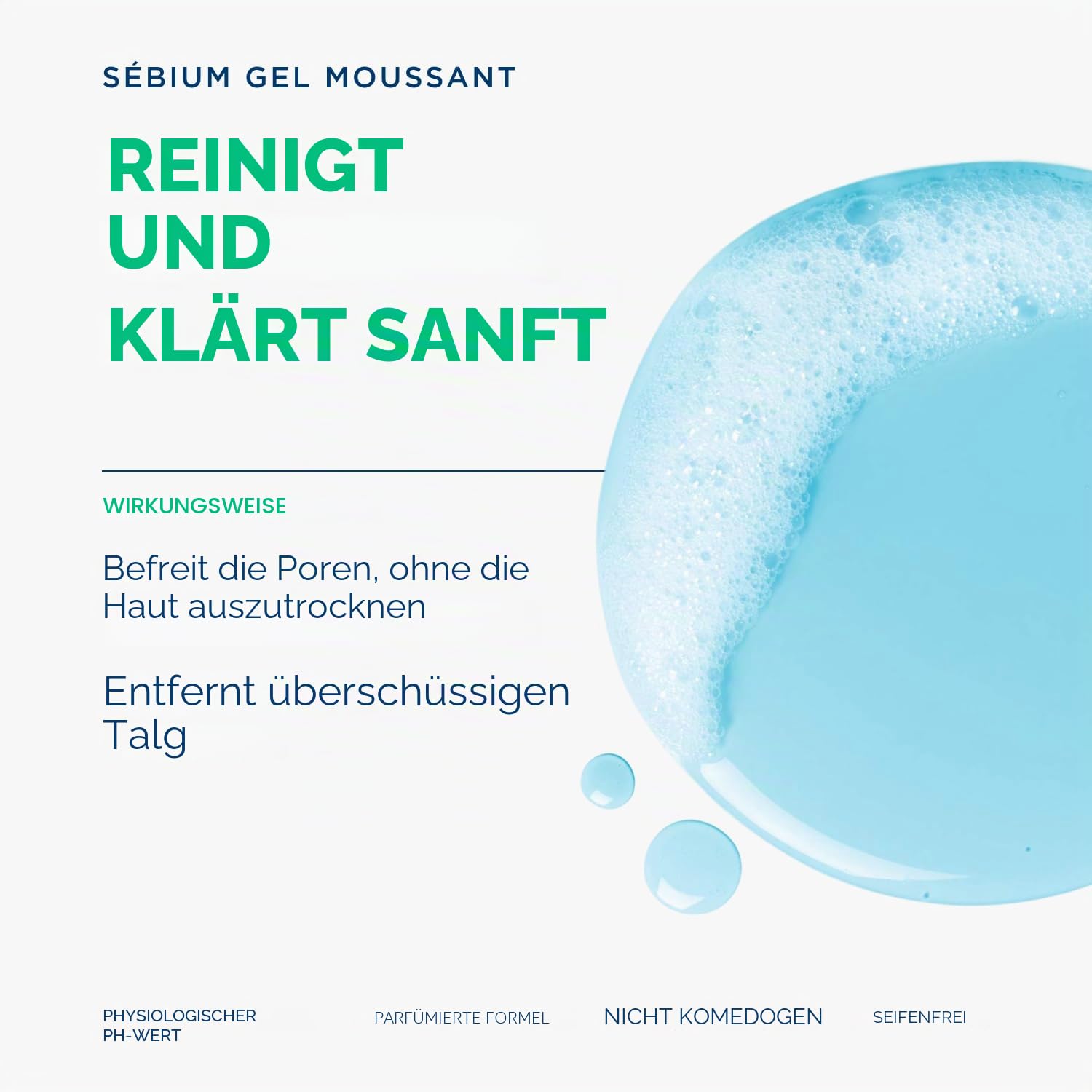 BIODERMA Sébium Gel Moussant - sanfte Reinigung - entfernt überschüssigen Talg und Unreinheiten - Mischhaut bis fettige Haut - von Dermatologen empfohlen - Pumpflasche 500 ml