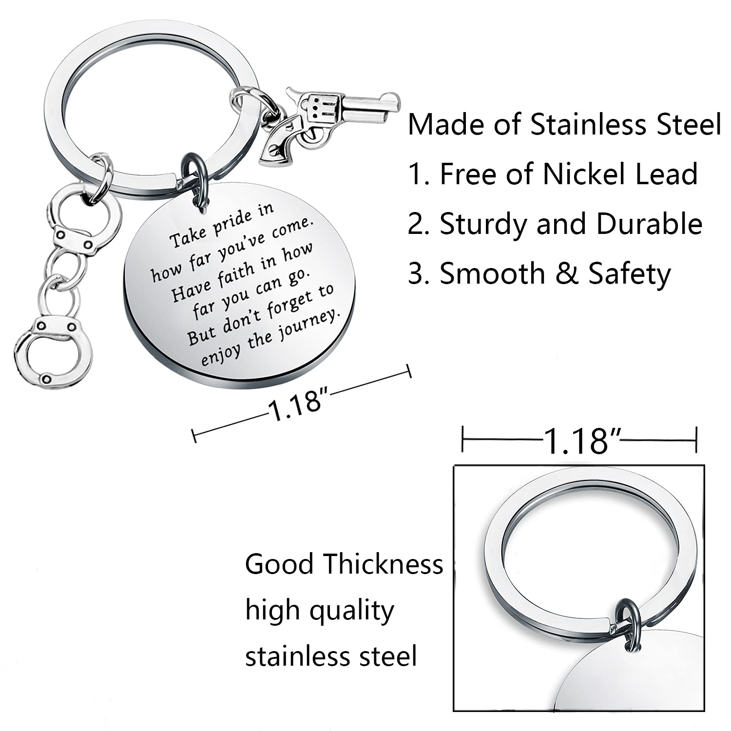 FustMW Police Gifts: Officer Graduation Keychain, Take Pride (Silver)