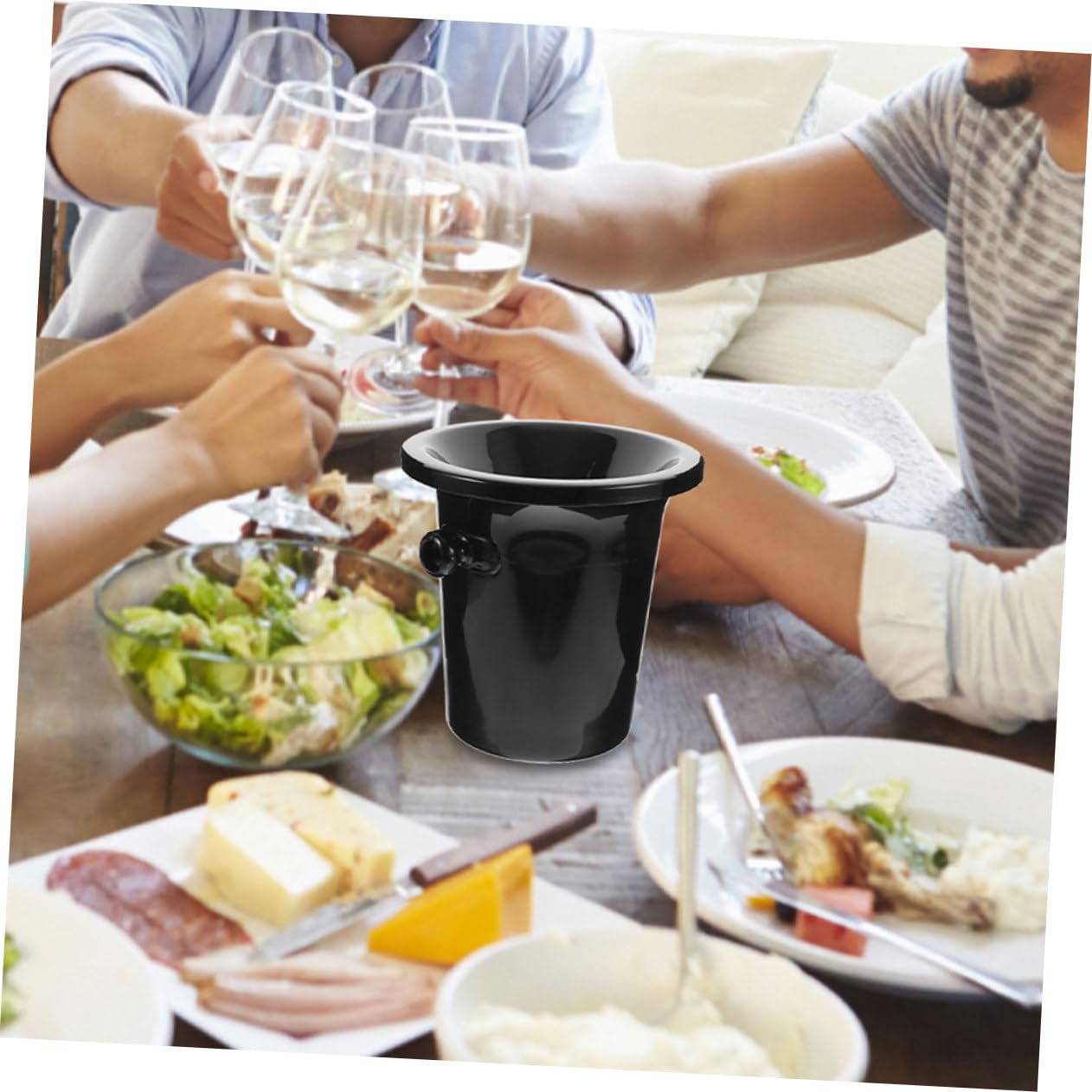 Secchielli Sputacchiere per Vino 2 Pezzi in Plastica Nera | Botte per Degustazioni, Cestello Vino Funzione Ghiaccio e Cubetti, Festival Birra Decor per Cantine ed Esposizioni