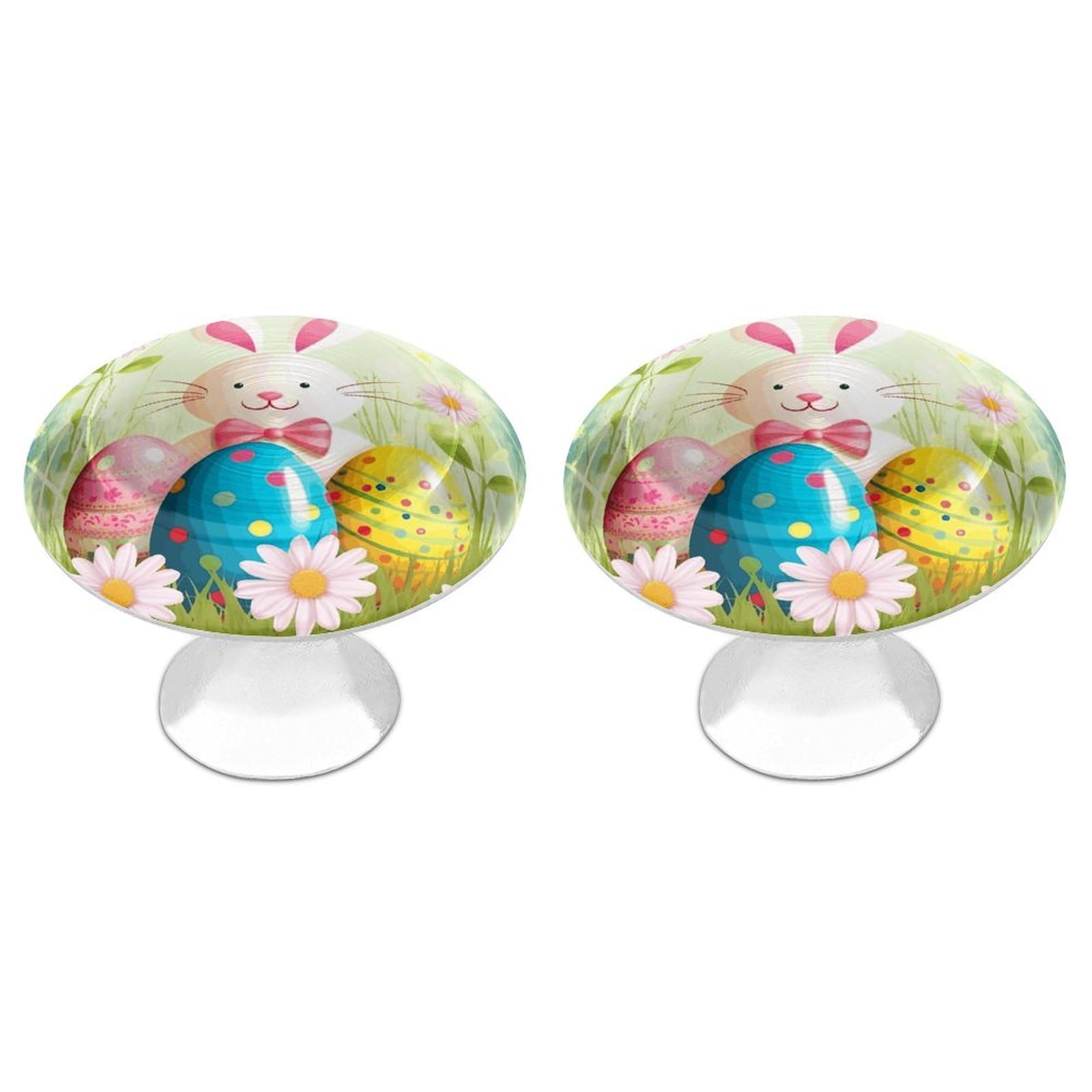FekiLoot Spring Happy Easter Holiday Cabinet Knobs 2 Pack Stainless Steel Round Dresser Drawer Knobs Kitchen Drawer Hardware Dresser Knob Closet Door Pulls Cabinet Handles for Cupboard Drawer Pulls