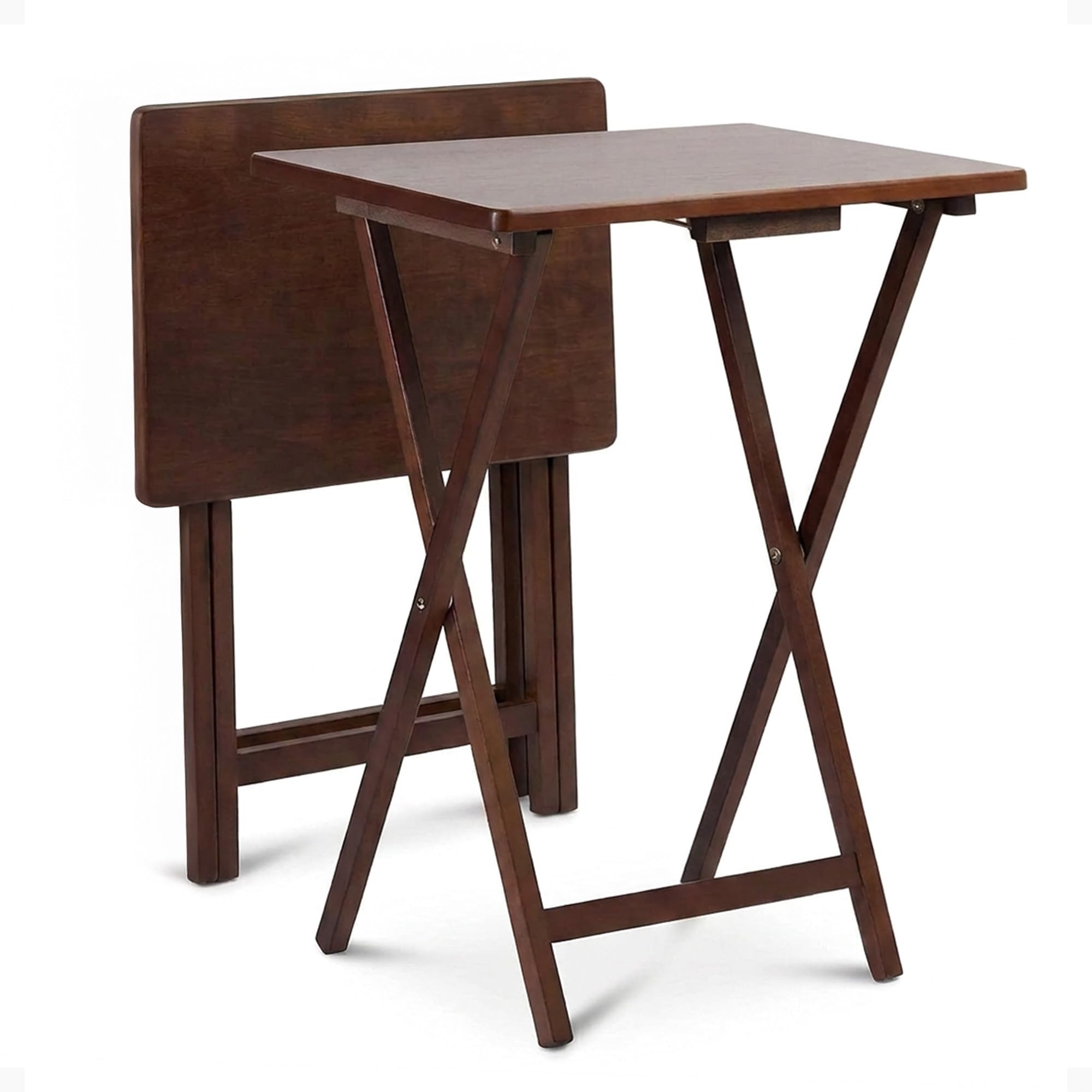 PJ Wood - 2-Pack Folding TV Tray Tables - Honey Oak
