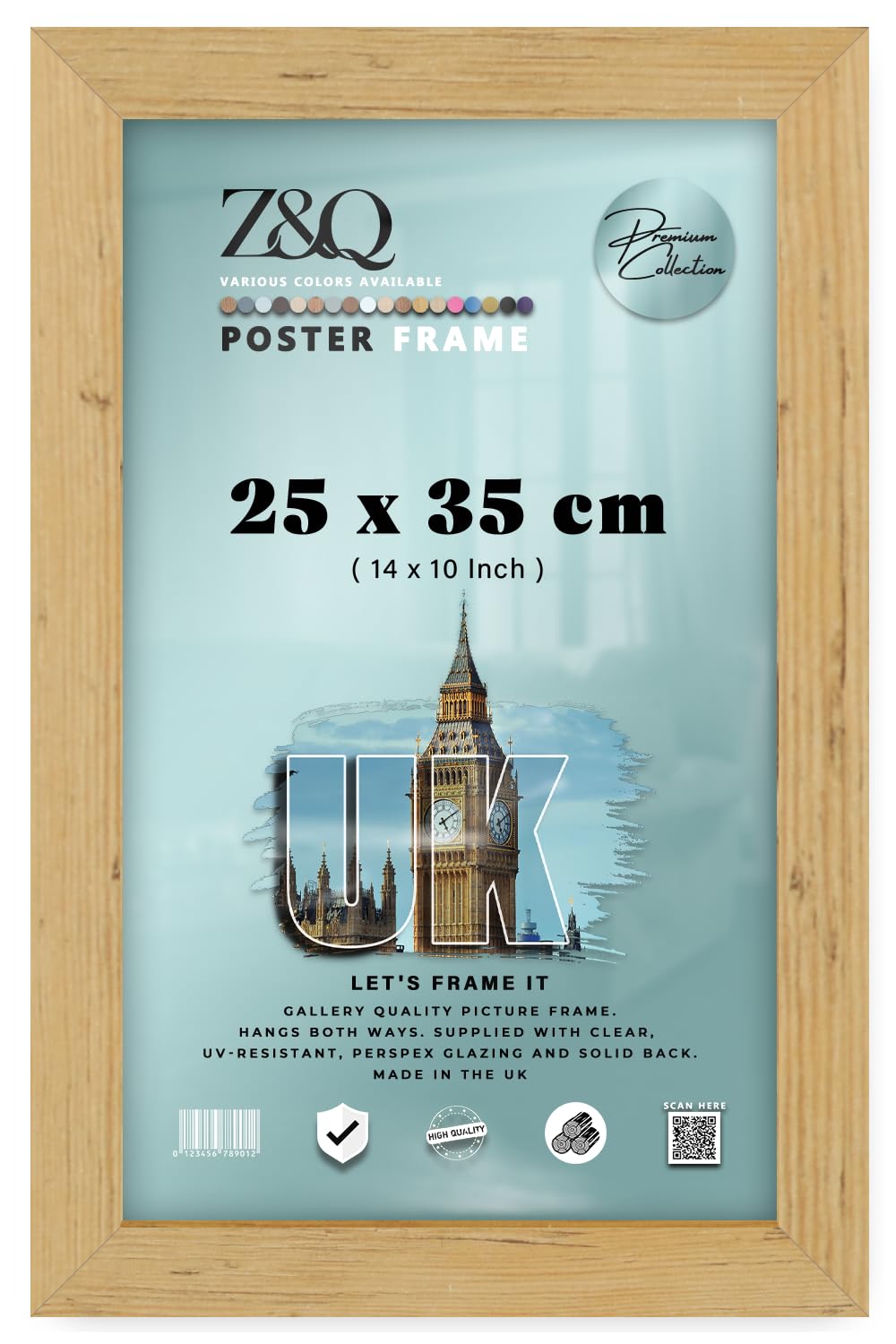 Z&Q - Strong MDF Wood (25 x 35 CM) Poster/Picture Frame | Home Décor 14 x 10 Inch Wall Gallery and Art [ Pine ]