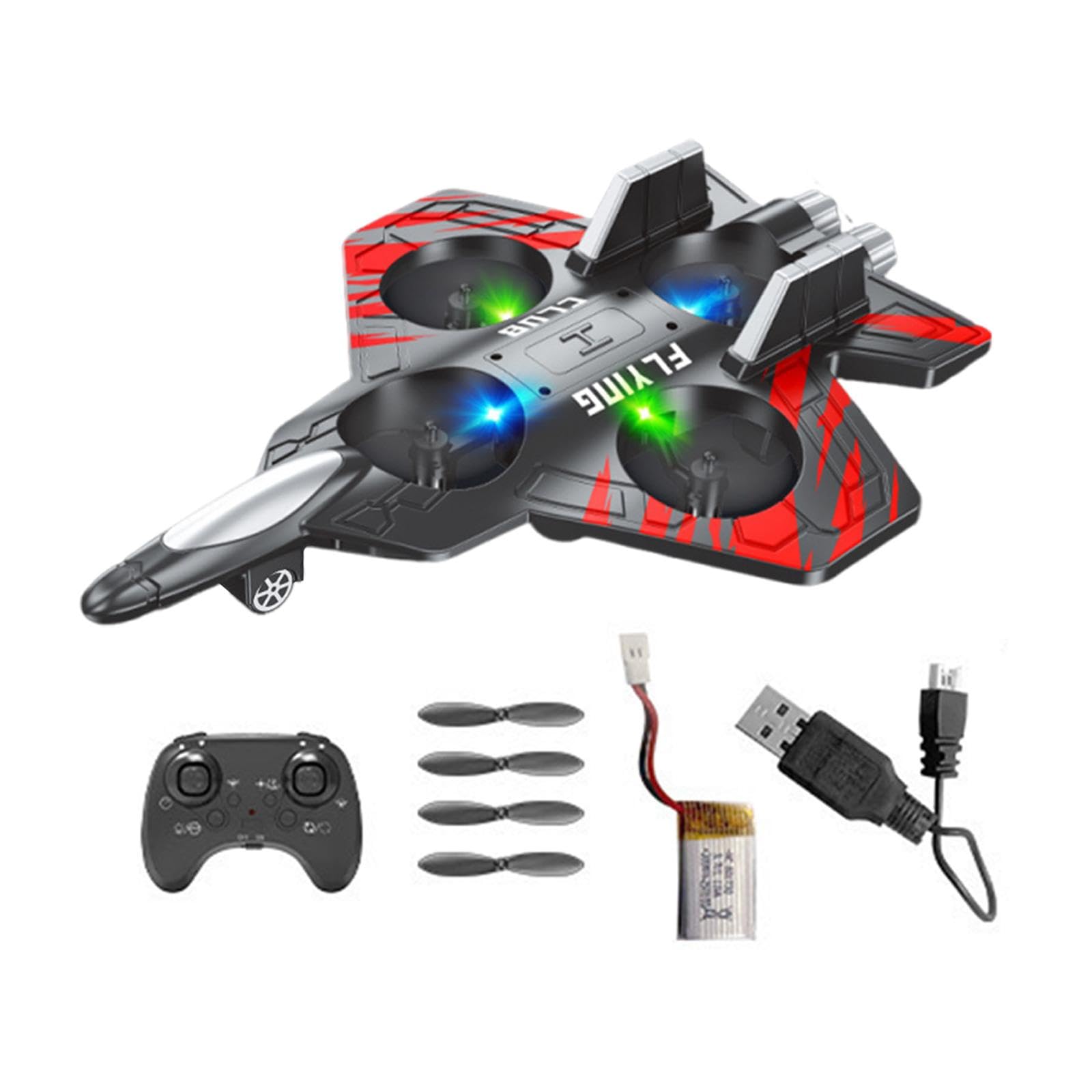 Qianly Avión Teledirigido Fija de Espuma EVA Planeador de Juguete con Control Remoto y Luces LED Incorporadas Modelo de Cuatro Canales Adecuado para