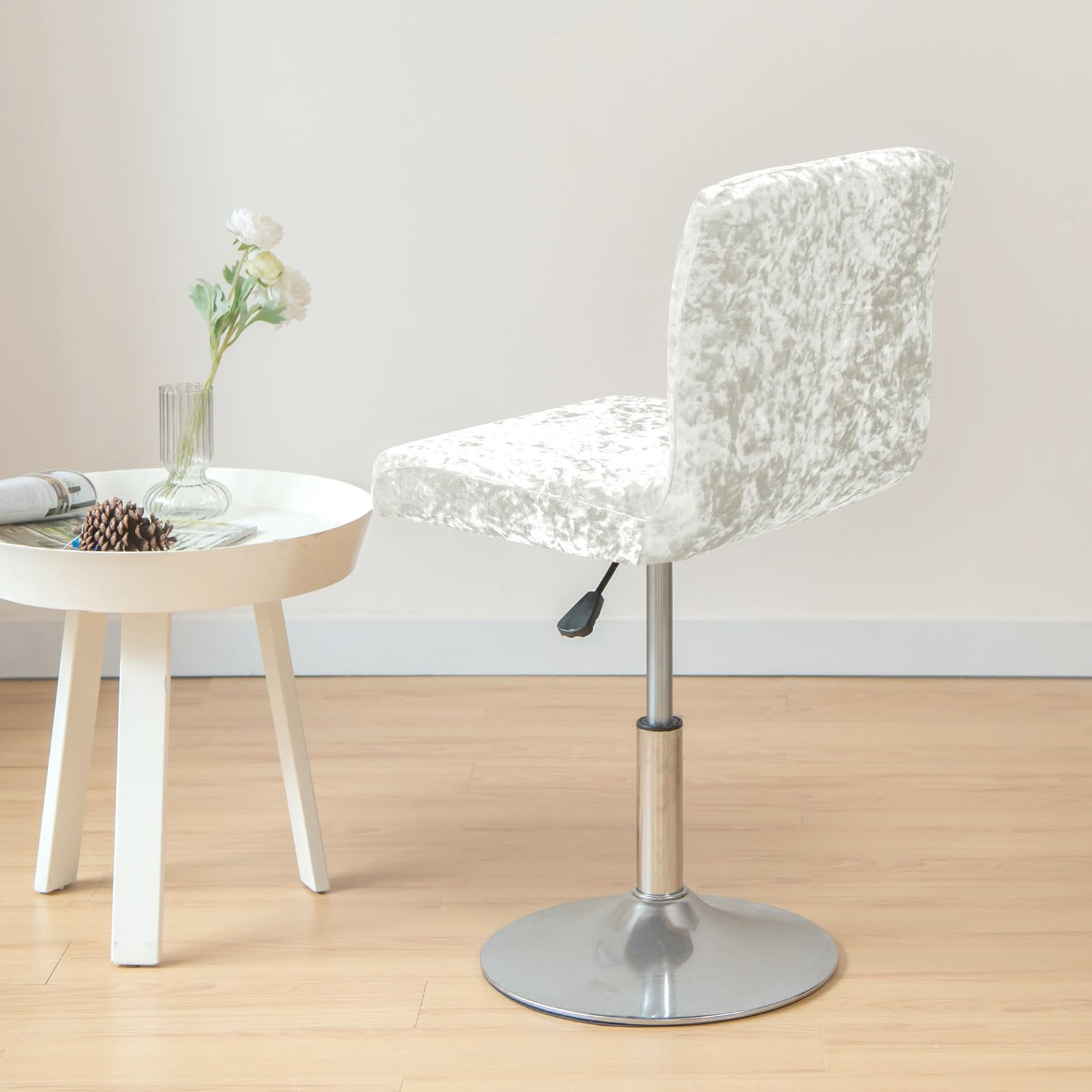 Set di 2 coprisedia in velluto per sgabelli da bar, elasticizzati e antiscivolo, morbidi, per sedie da pranzo girevoli, colore: bianco