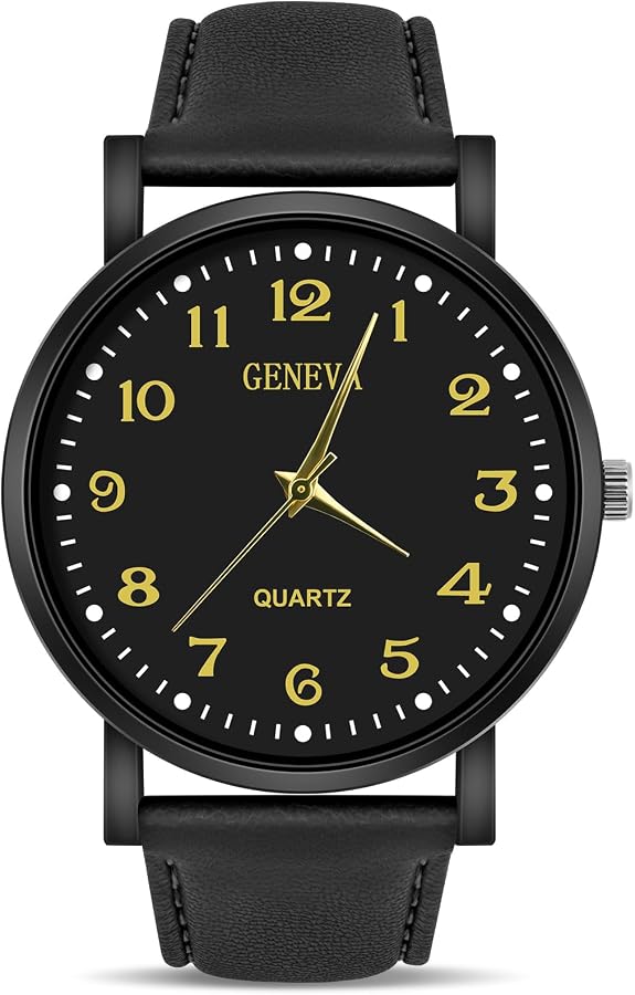 OFFCUP Montre Homme Cuir Quartz – Montre Analogique Élégante Bracelet Cuir Véritable, Cadran Clair Facile à Lire – Cadeau Idéal Père, Ami, Anniversaire