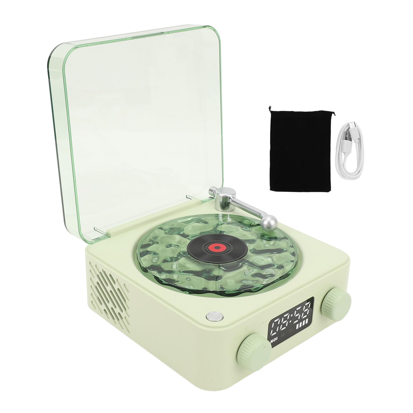 Głośnik Bluetooth Waves, Przenośny, Bezprzewodowy Odtwarzacz Płyt Winylowych z Czterema Trybami, Gramofon Waves Retro z Regulowanymi światłami, Morski Szum Biały do ​​sypialni,