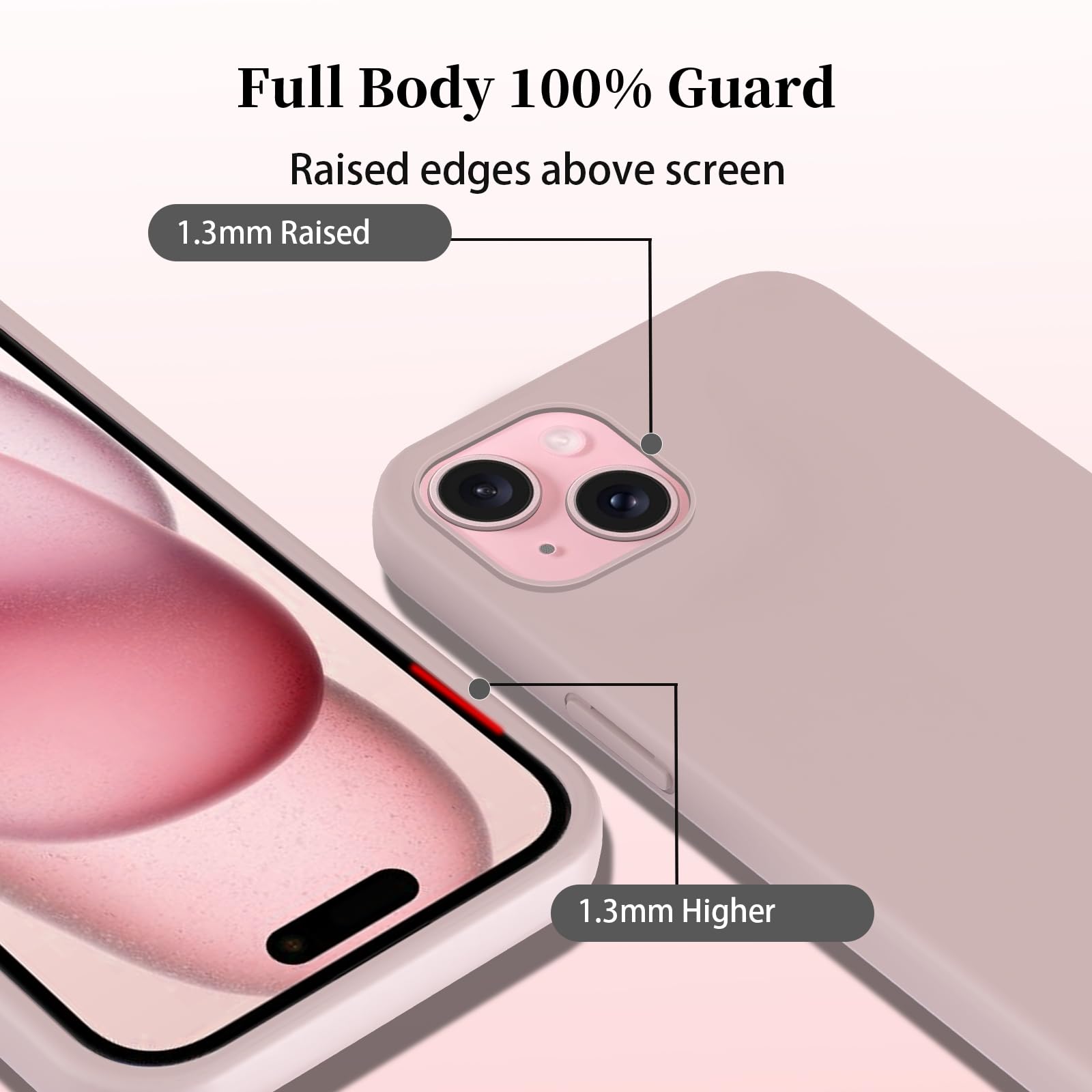 AOMYKE Cover per iPhone 15 con Cordino, Custodia con Laccio Collana Tracolla Collo Liquido Silicone Antiurto TPU Antiurto AntiGraffio Case - Rosa