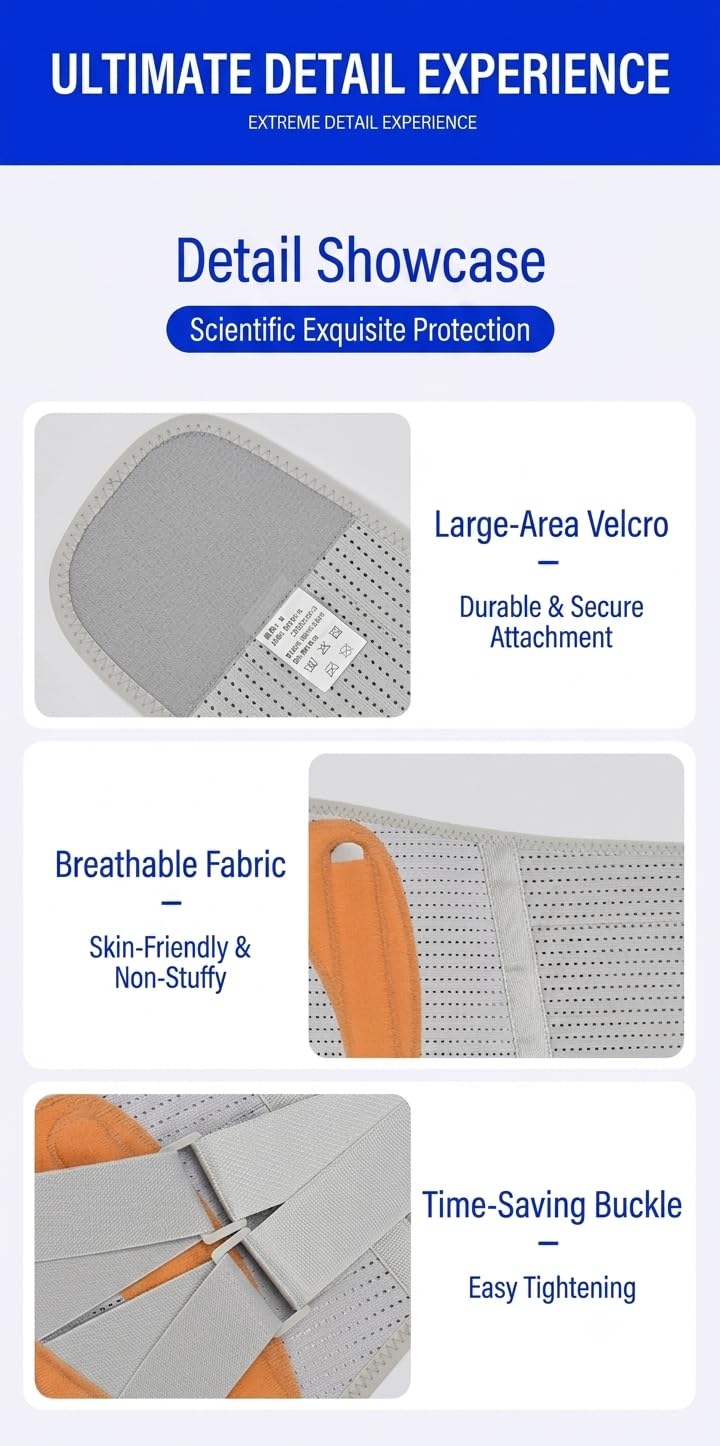 ,L/90cm~100cm,Ceinture de Maintien Lombaire Ajustable pour Sciatique et Hernie Discale, Correcteur de Posture du Dos avec Sangles de Compression, Idéal pour Voiture, Travail Quotidien, Sport Respirant | Support lombaire avec 4 bandes en acier et 3 coussin