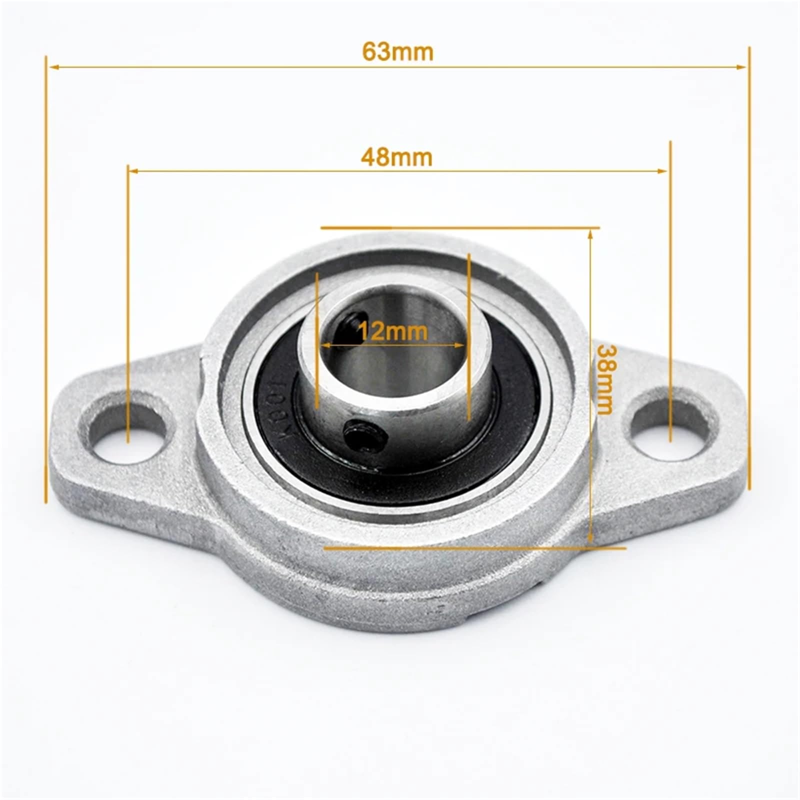 Cojinete de bloque de almohada de aleación de zinc KFL001 de 12 mm, diámetro interior del orificio, 1 unidad