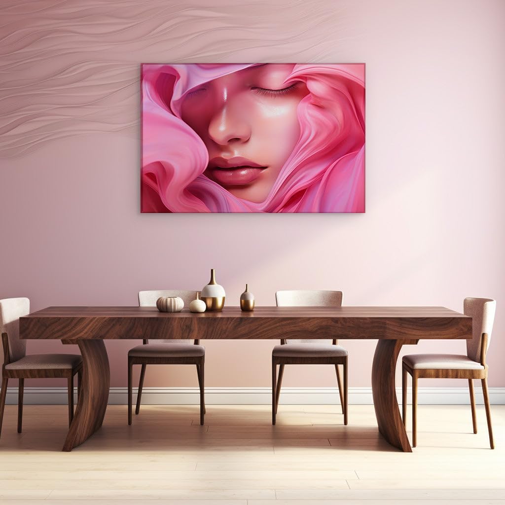 Canvas for Living room. Whispers of Pink: A Dreamy Digital Portrait of Serenity, 27 x 18 inch Canvas Wall Art - Contemporary Masterpieces - Inspirational Office Decor - 69x46 cm (27x18 inch)