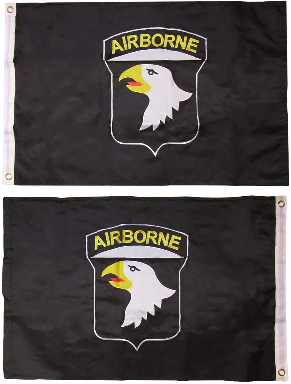 Trade Winds 101st Airborne Black 2x3 ft - Double Sided Embroidered, Double Nylon, Sewn Stripes, Heavy Duty Brass Grommets and UV Protection. Premium United States Military Flags 2'x 3'