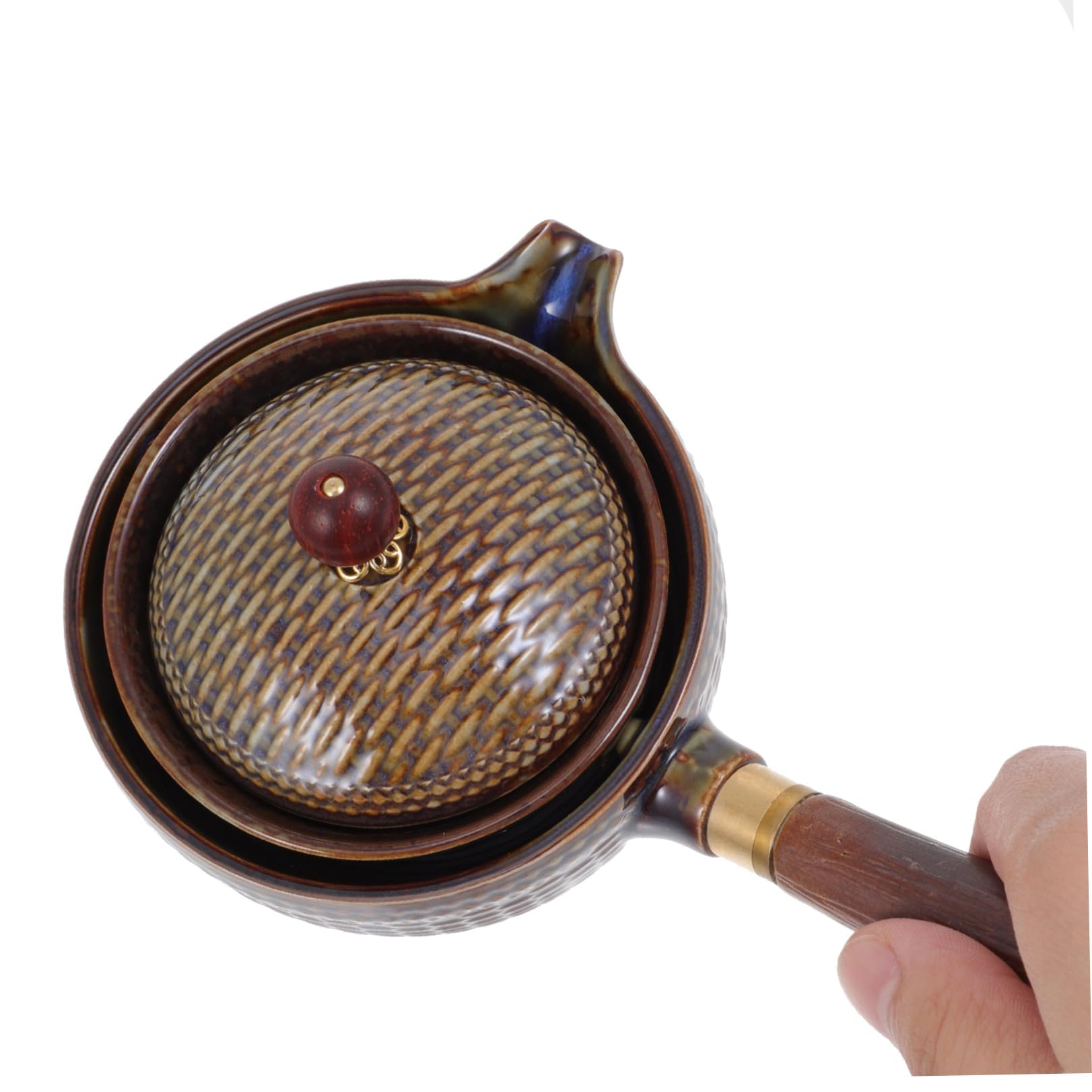 Ciieeo Tetera Cerámica Filtro Útil, Resistente al Calor, Color Marrón, Tamaño Mediano, para Hogar y Oficina, Accesorio Creativo para Infusiones de Té, Adecuado para Tomar Té Amigos