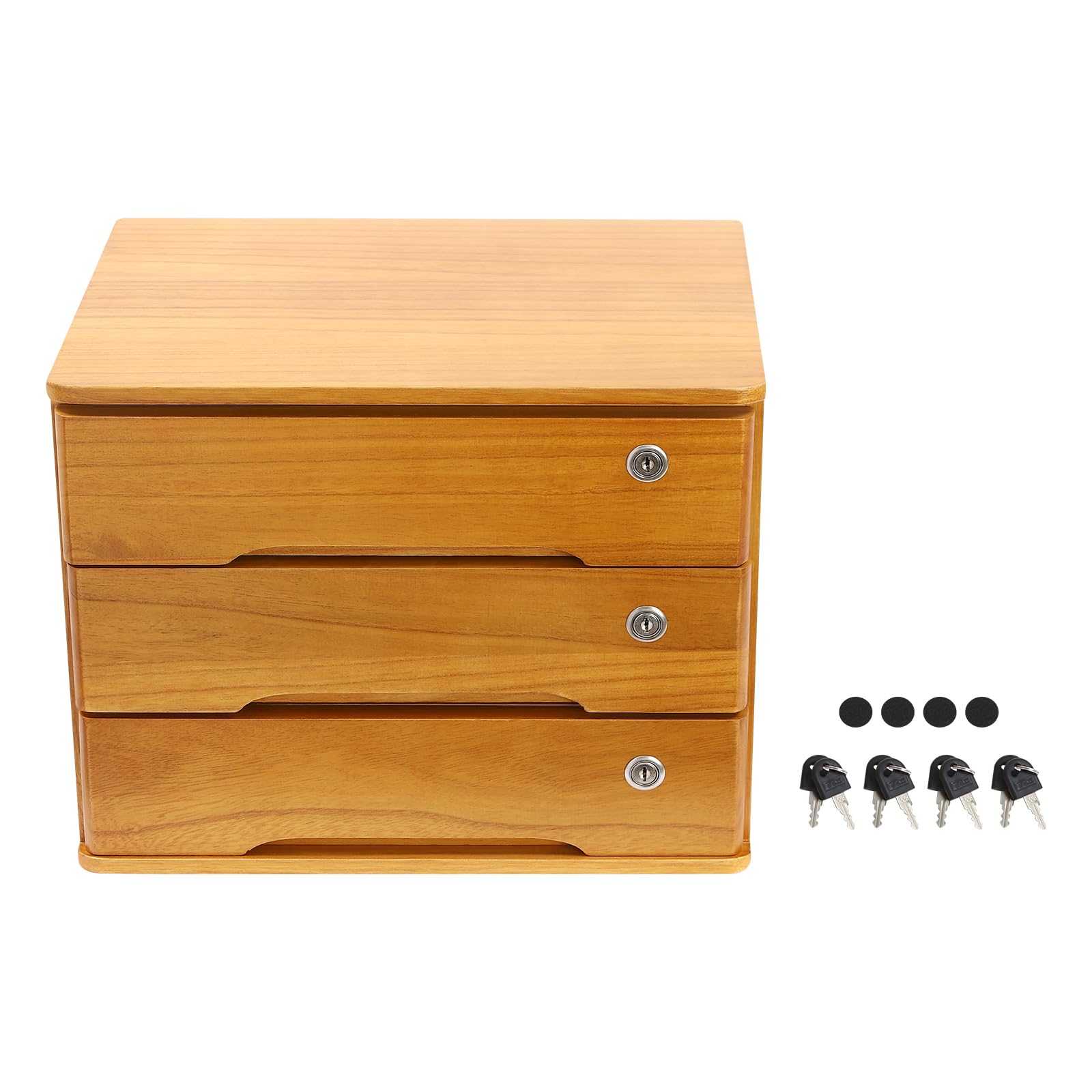 Organizer da scrivania in legno con cassetto chiudibile a chiave, in legno, per ufficio scolastico