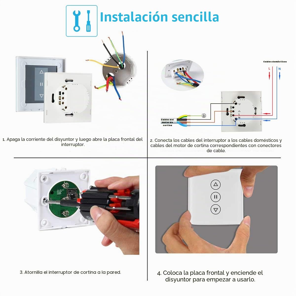 Interruptor de persiana inalámbrica, TEEKAR Smart Rolladen Temporizador compatible con Alexa Echo y Google Assistant, Alexa Persiana Interruptor de reloj para motor de persiana