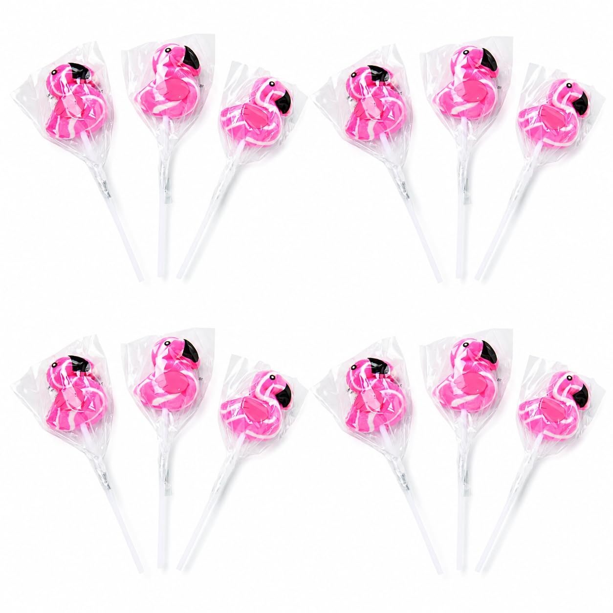 Pink Flamingo Swirl Lollipop Suckers. (12 individually wrapped candies) Party Candy and Favor Supplies