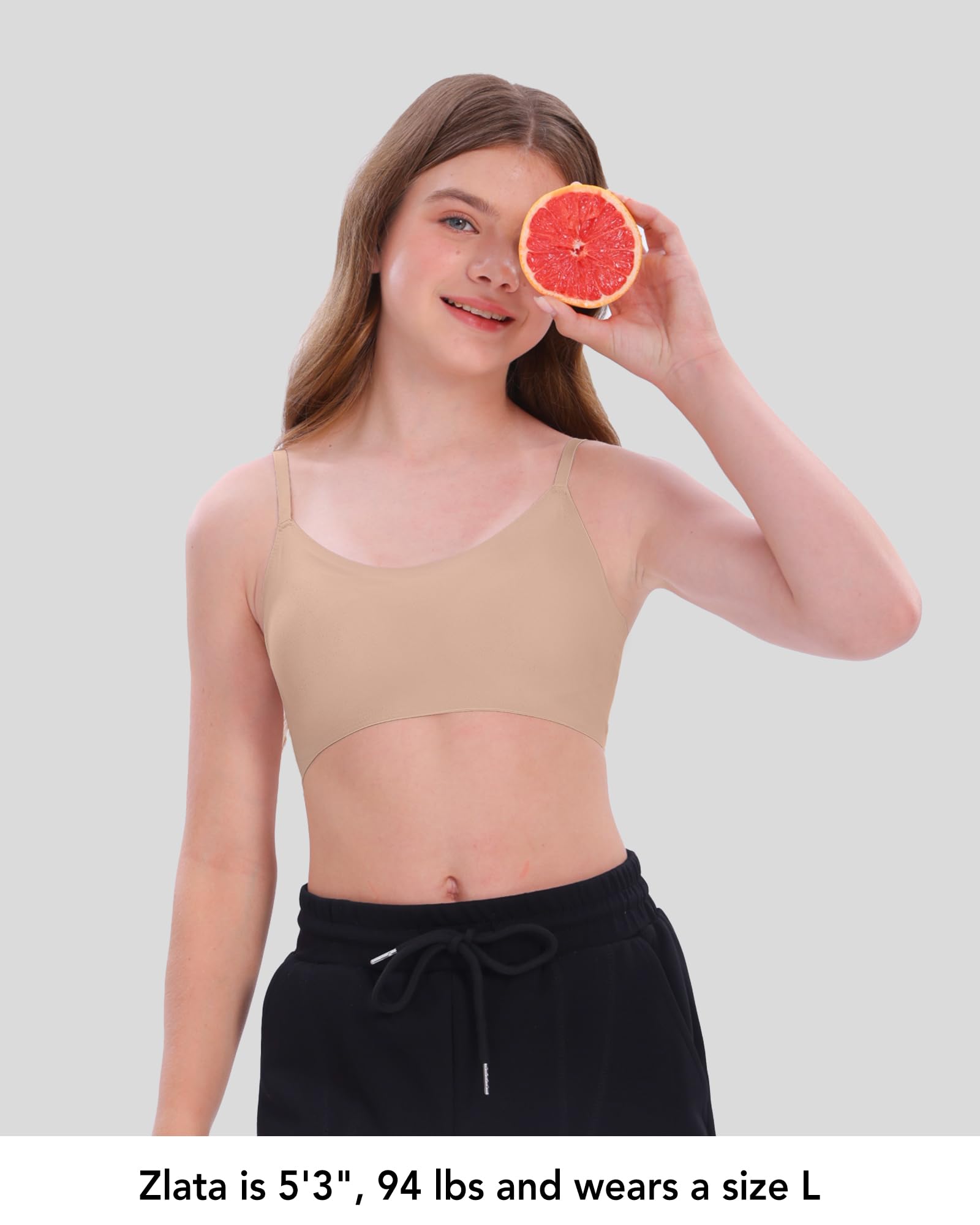 SALIA Girl Sujetadores de Entrenamiento para niñas con Acolchado Fijo Suave, sin Costuras, Deportivos para niñas de 10 a 16 años, diseño de Correa Ajustable
