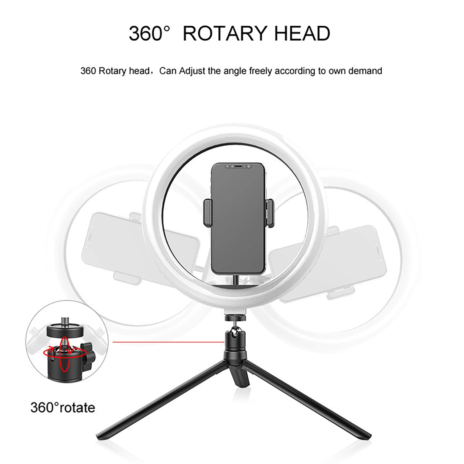 Luce ad Anello da 10 Pollici, Luce Selfie RGB a 16 Colori con Supporto treppiede e Supporto Telefono, Luce Circolare Fotocamera a LED dimmerabile Il Trucco Live Streaming