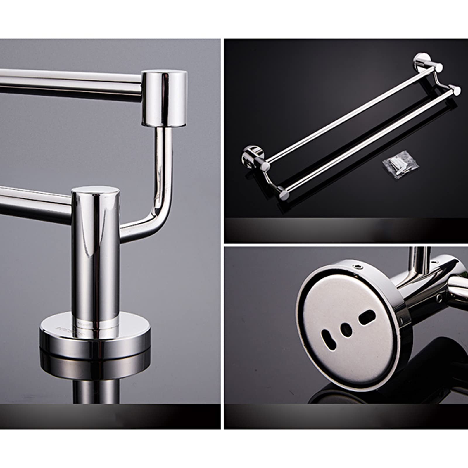 Handdoekrails Badkamer Keuken Handdoek Bar Rail, 30cm-120cm, Lange, Wandmontage Dual Rail Ronde handdoekenrek, Douche-accessoires, Gepolijste zilveren afwerking (Size : 110cm