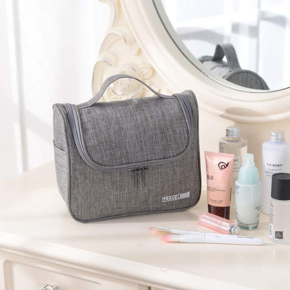 2 trousse da toilette grandi, portatile, multifunzione, impermeabile, da appendere, da viaggio, colore: grigio, Grigio