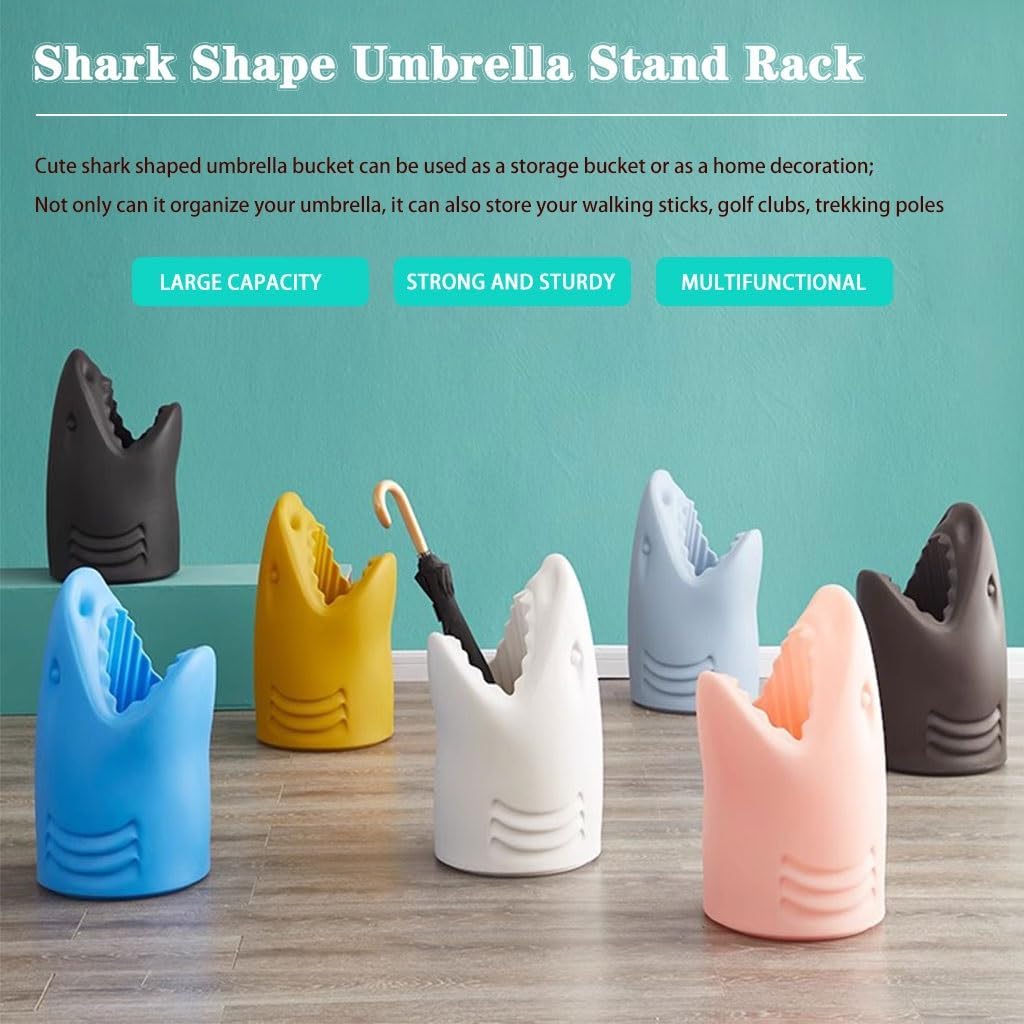 Umbrella Stand Rack Umbrella Stand Rack for Entryway Shark Shape Animal Umbrella Holder, PE Durable Umbrella Bucket, Household Storage Bucket, Multi-Color Optional (Color : Grey, Size : 38 * 66cm)