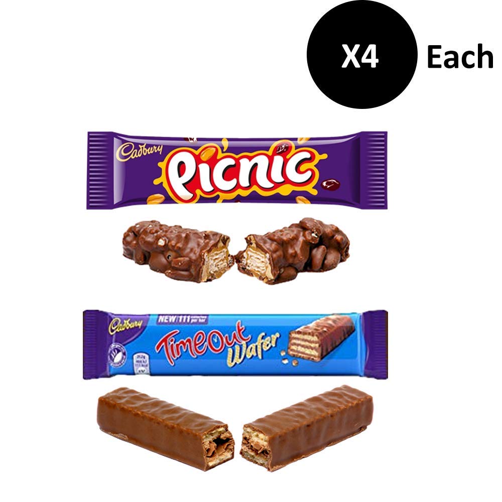 Buy Cadburys Timeout & Cadbury Picnic 4 bars of each. Total 8 bar pack of British Chocolate