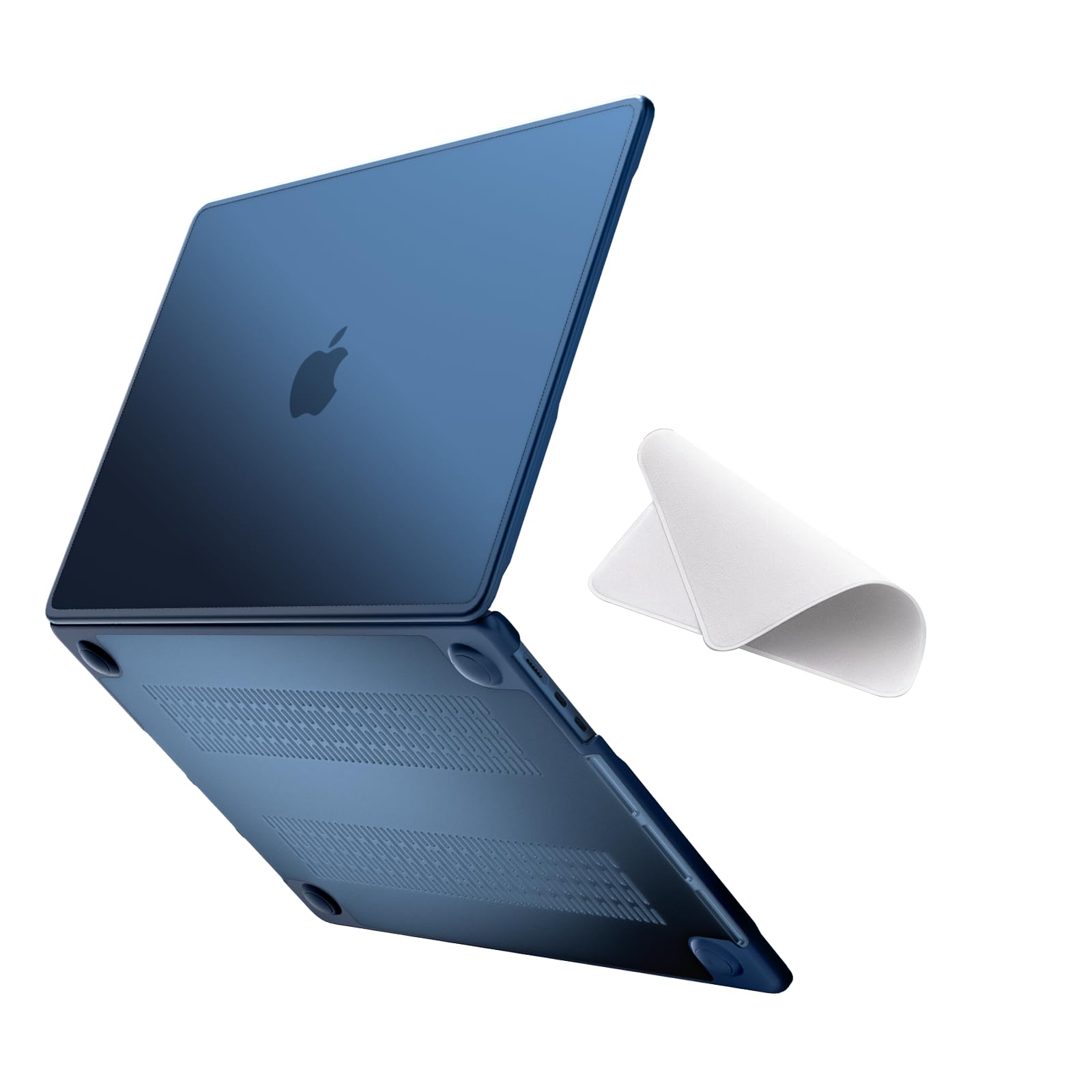 eleger Cover anti-cracking compatibile con M5/M4/M3/M2 MacBook Air 13 pollici A3449 A3240 A3113 A2681, versione 2026 2025 2024 2022, Bordo in TPU blu e Custodia rigido in PC, Mezzanotte opaca