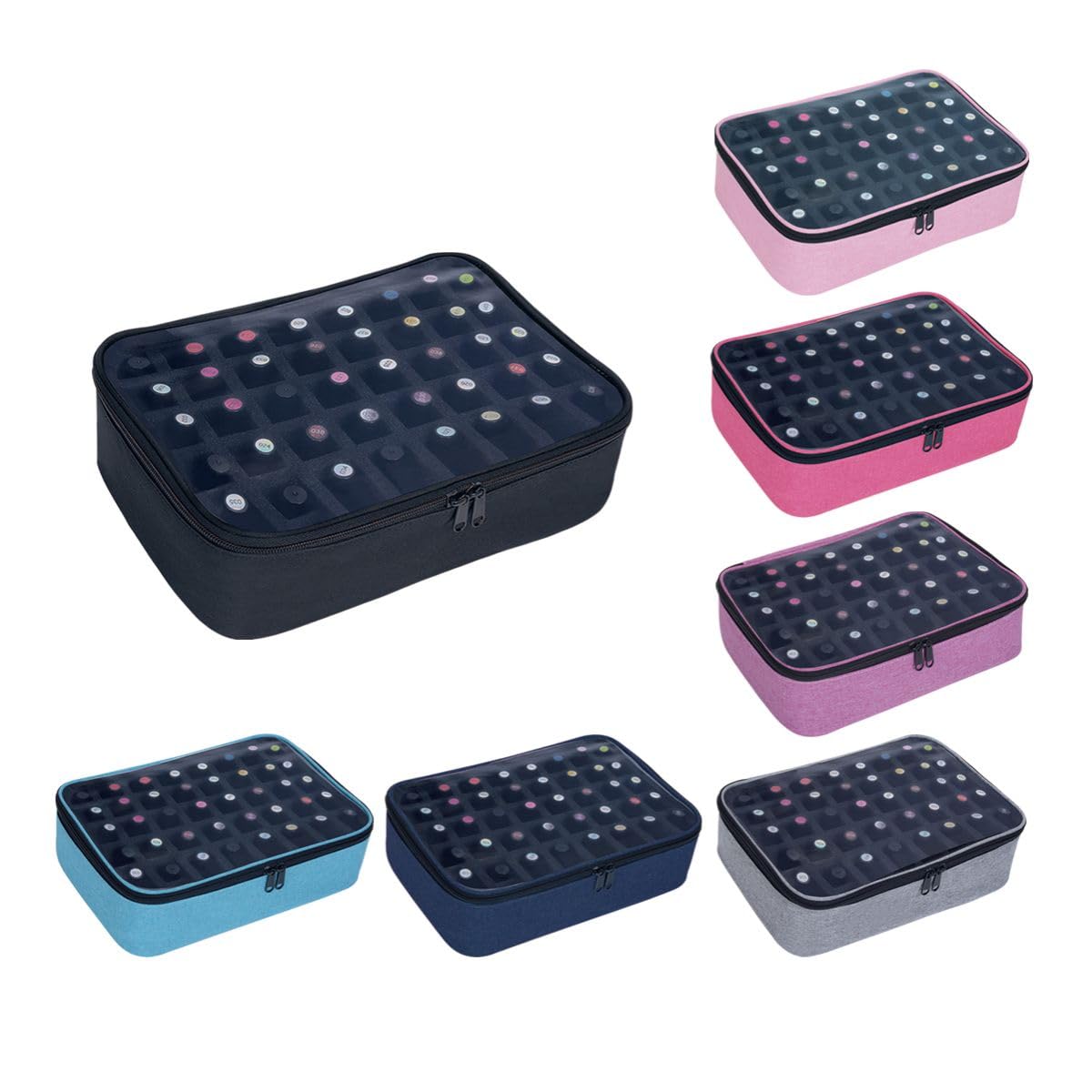Pequeño organizador de esmalte de uñas transparente con capacidad para 40 botellas (15 ml), estuche multifuncional para esmalte de uñas, bolsas de maquillaje de viaje para mujeres, Negro -