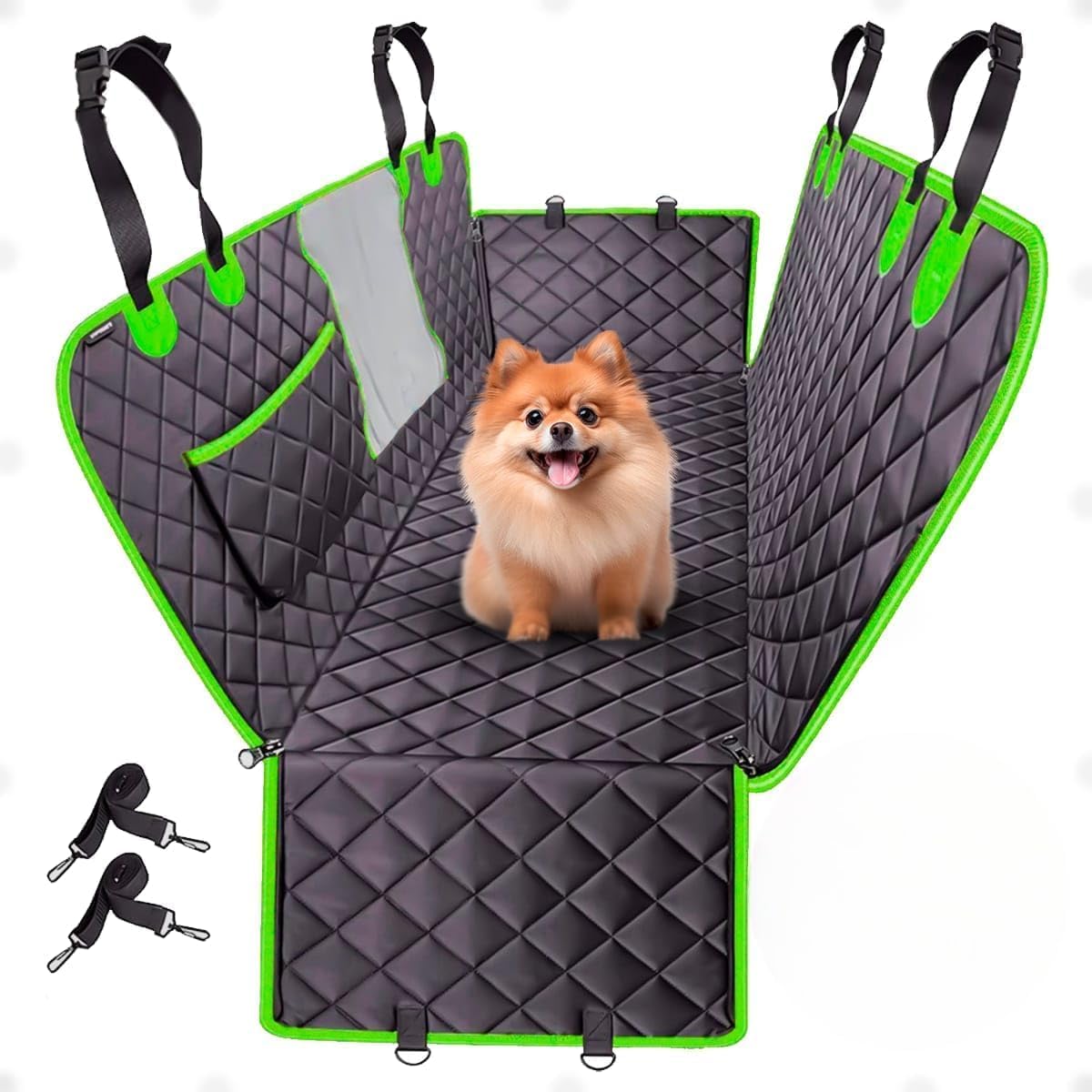 Capa Protetora Pet Para Carro Impermeável, Antiderrapante, Resistente ao Desgaste, Grande Capacidade 4 em 1 capa de Banco Traseiro de Carro para Cachorro e Gato (Verde)