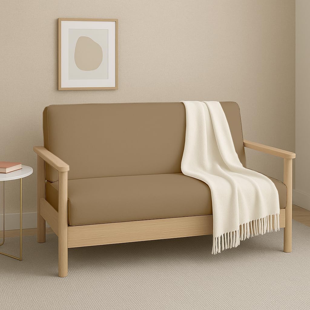 Queen Armless Futon Cover, 8-10 Inch Deep Microfiber Futon Slipcover with Zipper, Soft Stretch Sofa Bed Couch Protector, Durable Sleeper Sofa Cover, Machine Washable Futon Mattress Cover, Taupe