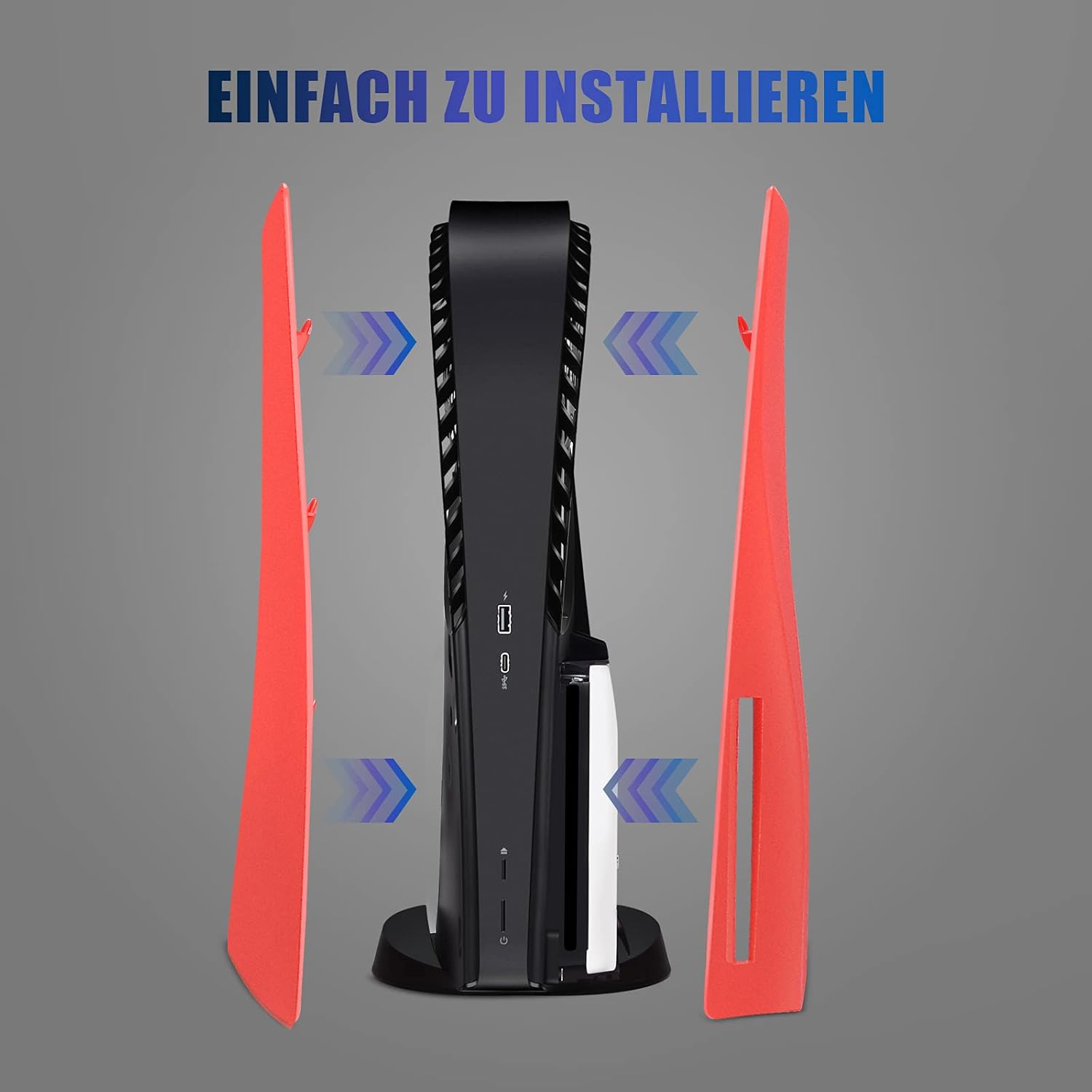 Waterproof Case for PS5 Console, Anti-Dust and Scratch, ABS Material with Replacement Game Cover (CD-ROM Edition, Red)