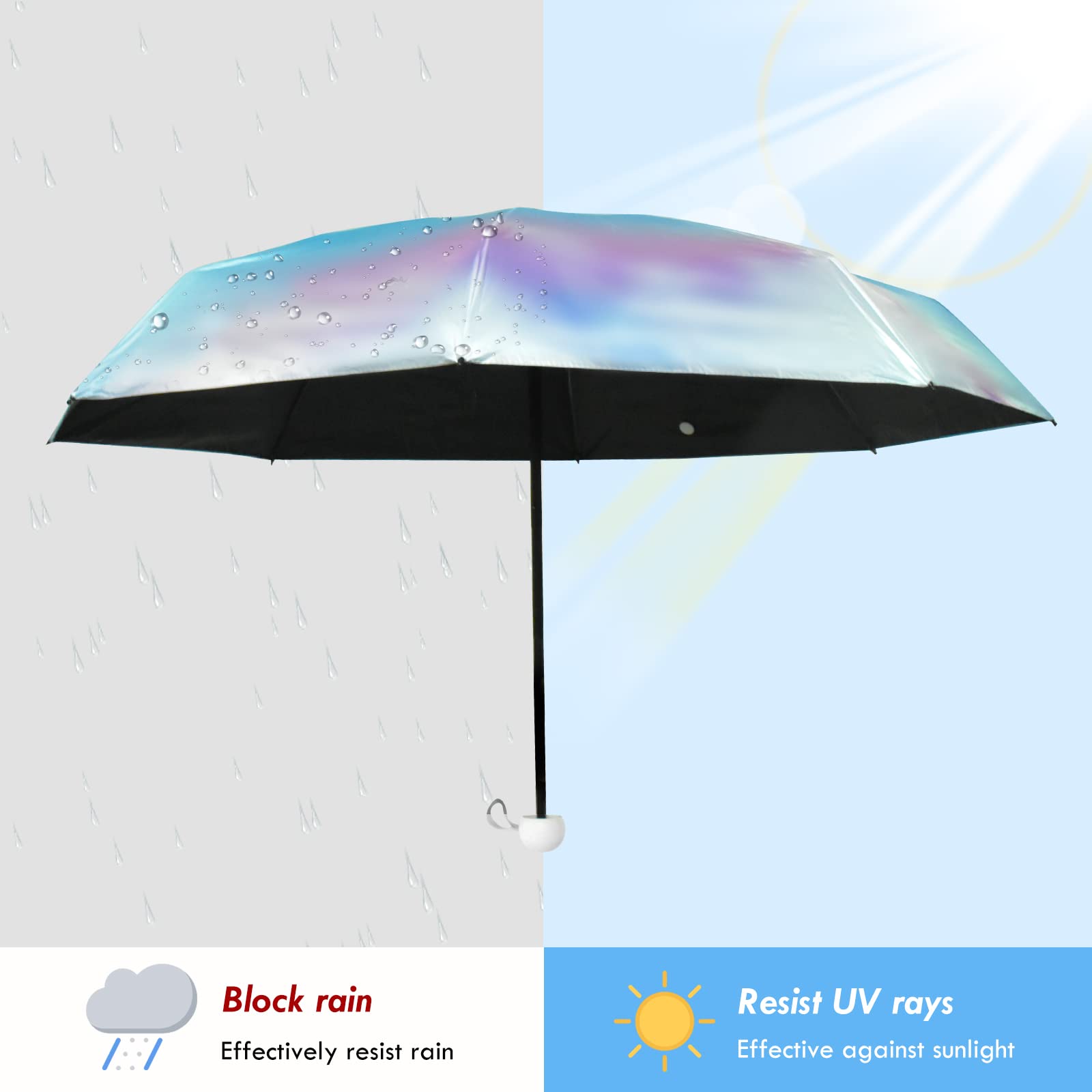 Parasol kieszonkowy z 8 żebrami, mini parasol z pudełkiem na kapsułki, składany parasol UV, ochrona przed słońcem, ochrona przed promieniowaniem UV, kompaktowy parasol podróżny,