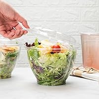 Vista 4 de Restaurantware Solo tapas: tapas Thermo Tek para ensaladeras desechables de 24 – 32 – 48 onzas, 50 tapas redondas para cuencos de delicatessen – Los